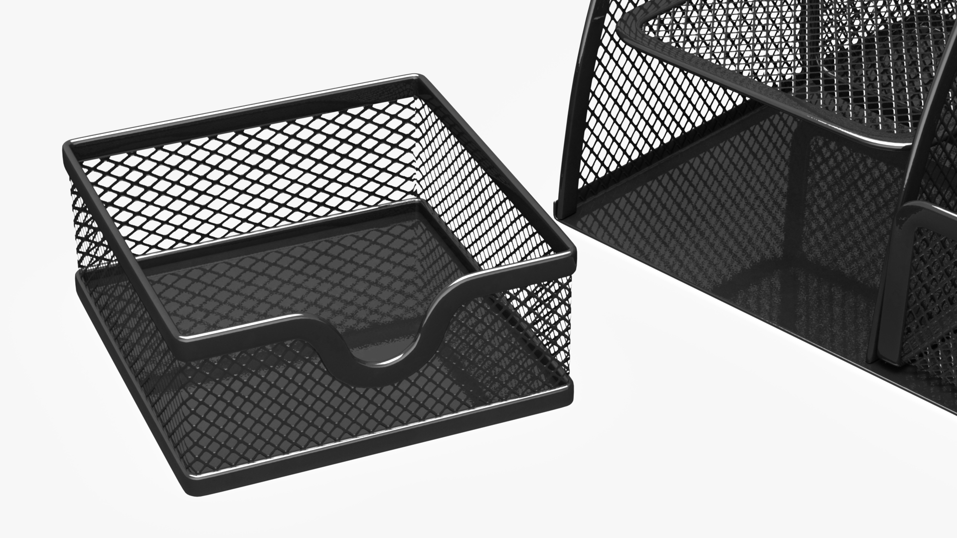 Black Mesh Desk Organizer with Drawer 3D