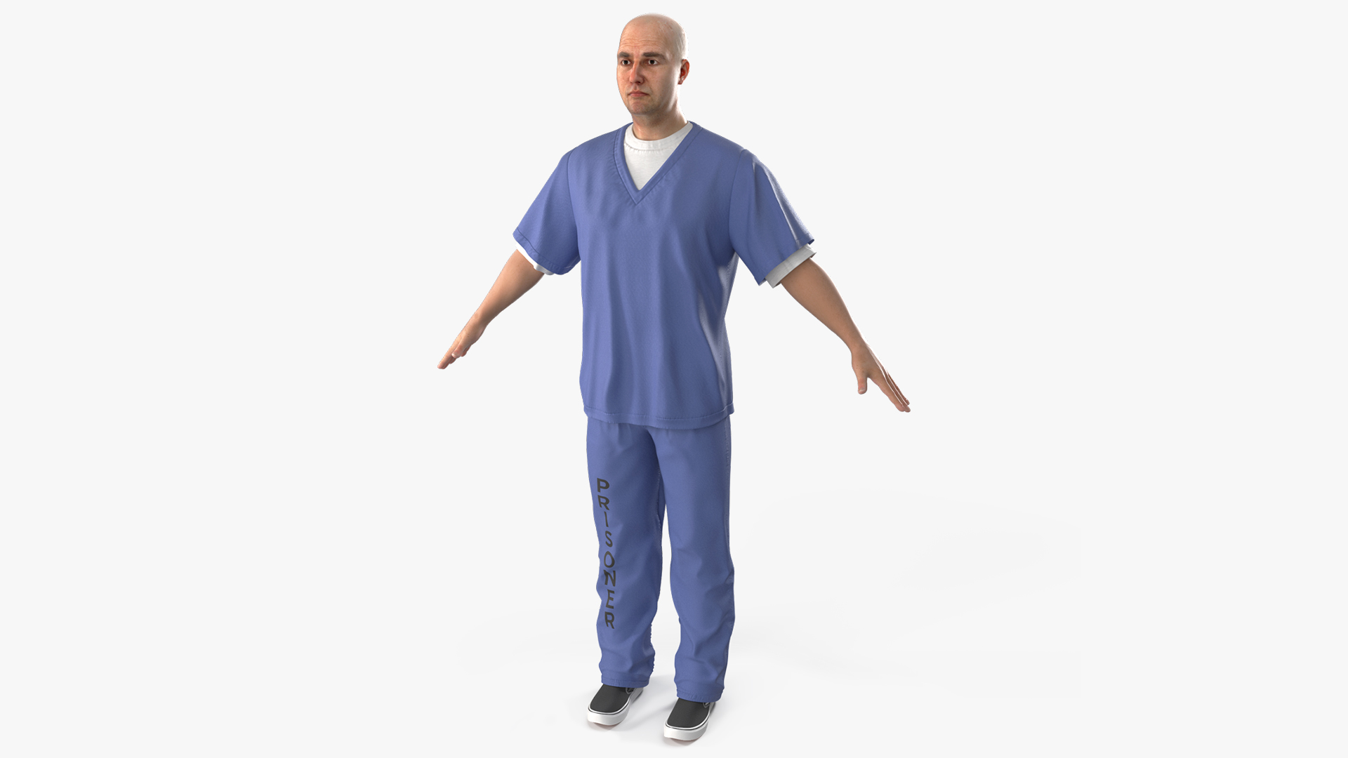 3D Prisoner in Blue Uniform A-Pose