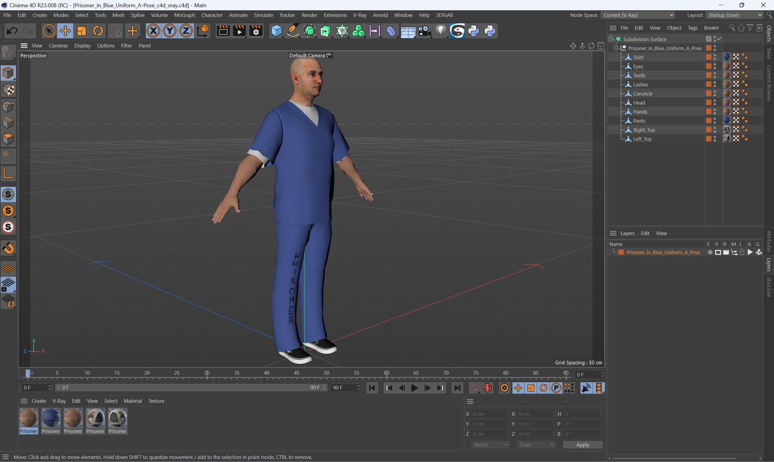 3D Prisoner in Blue Uniform A-Pose