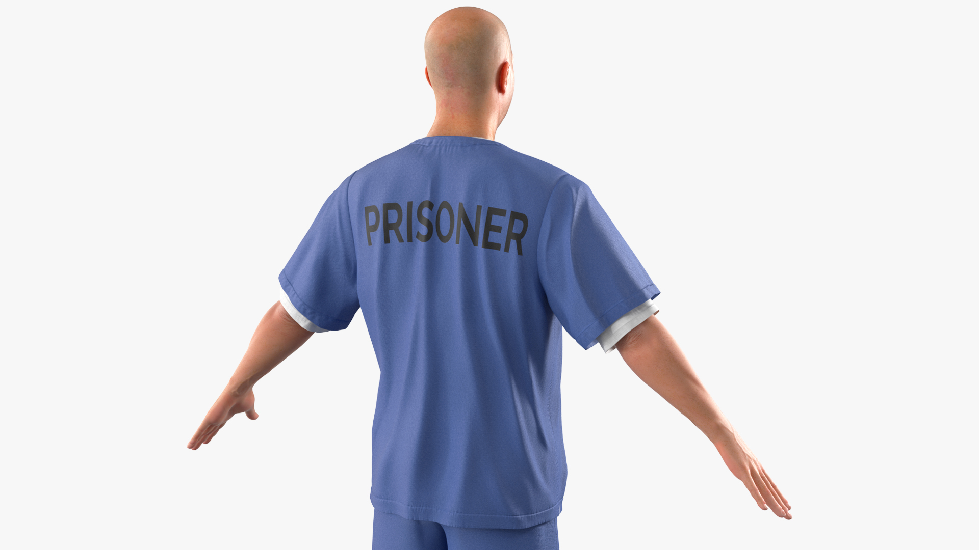 3D Prisoner in Blue Uniform A-Pose