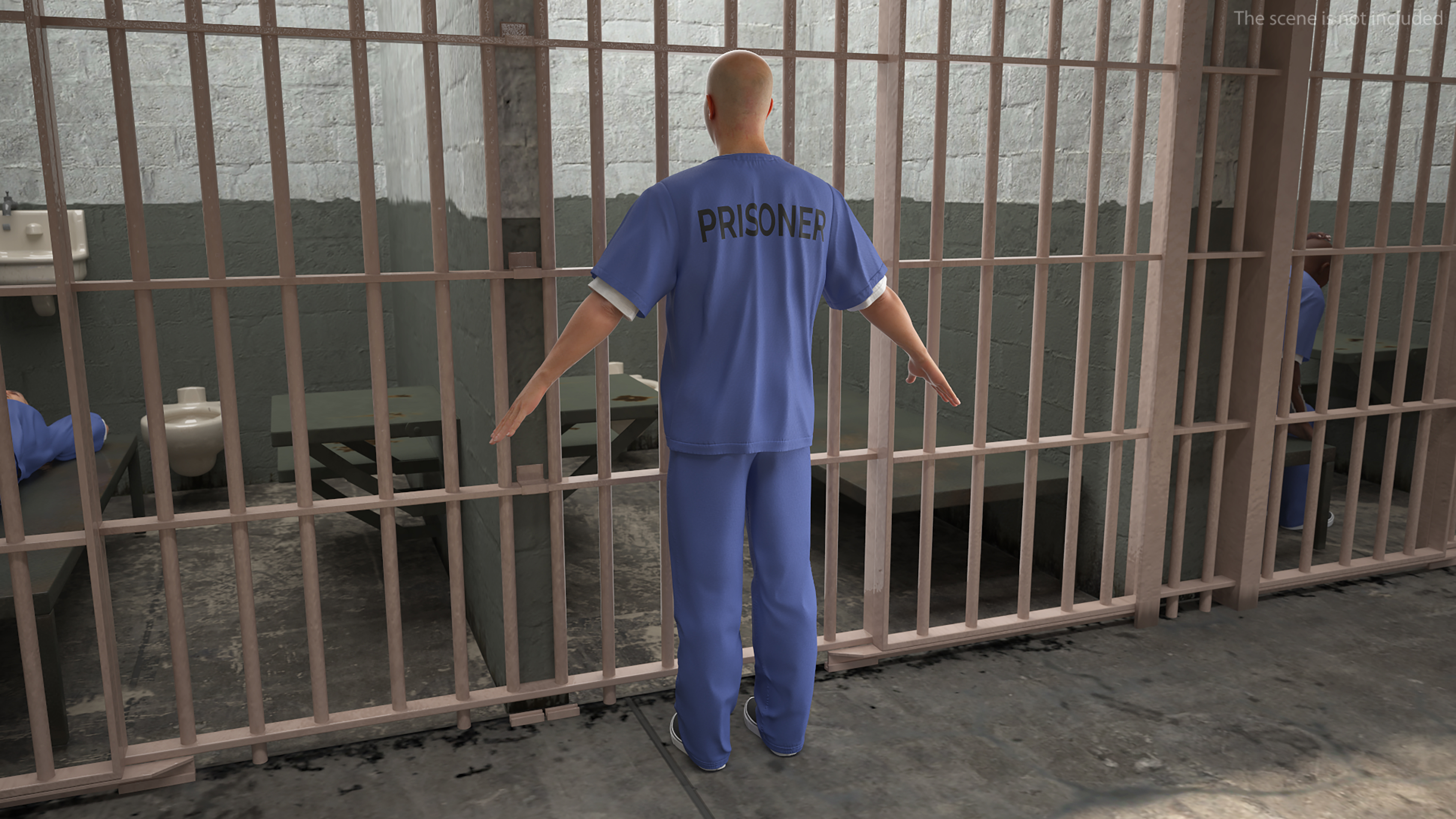 3D Prisoner in Blue Uniform A-Pose