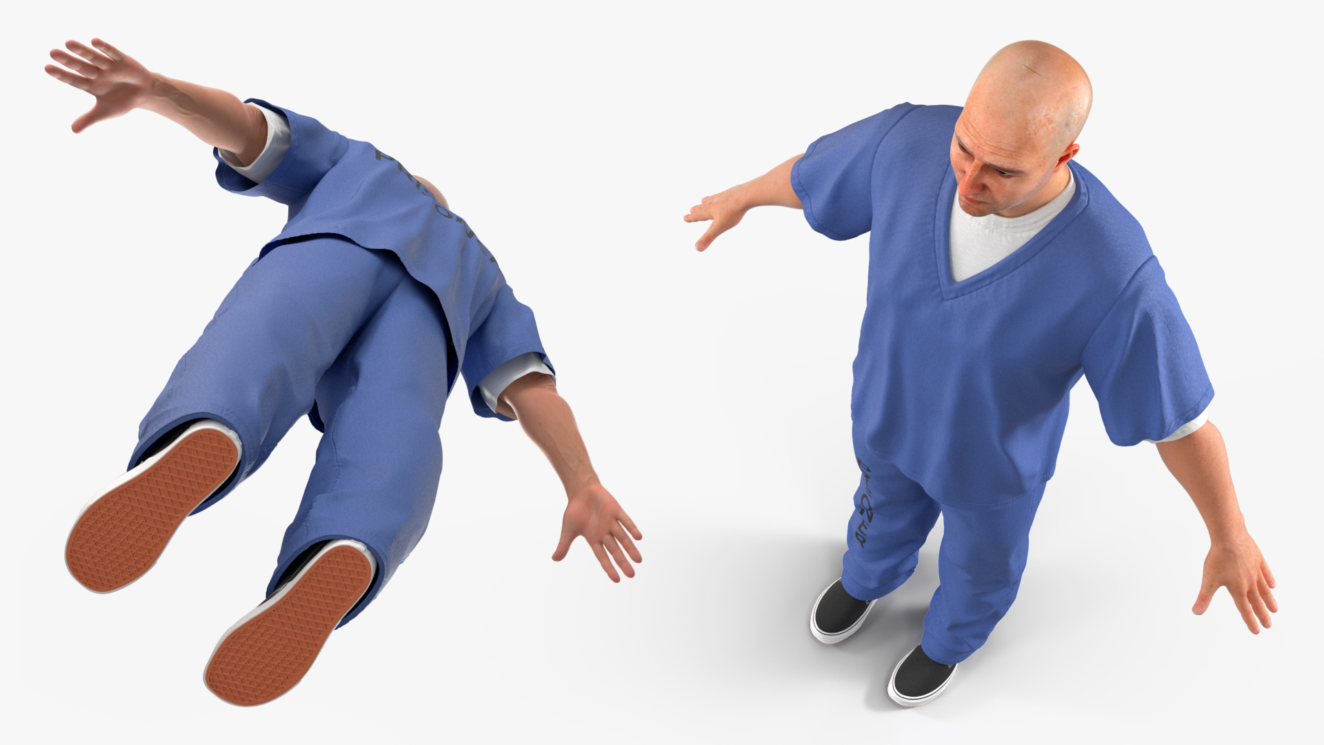 3D Prisoner in Blue Uniform A-Pose