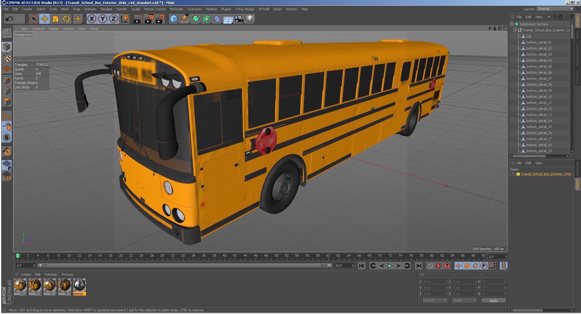 Transit School Bus Exterior Only 3D