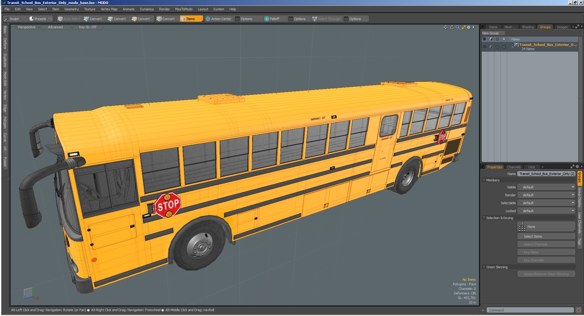 Transit School Bus Exterior Only 3D