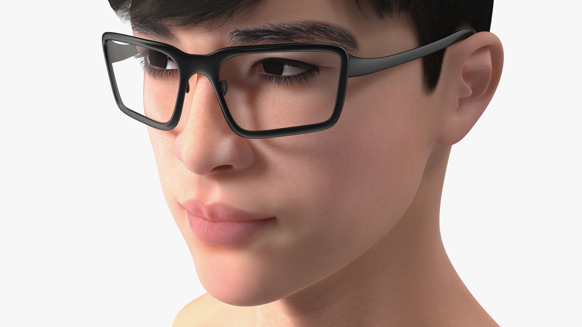 3D model Head with Glasses Chinese Schoolboy