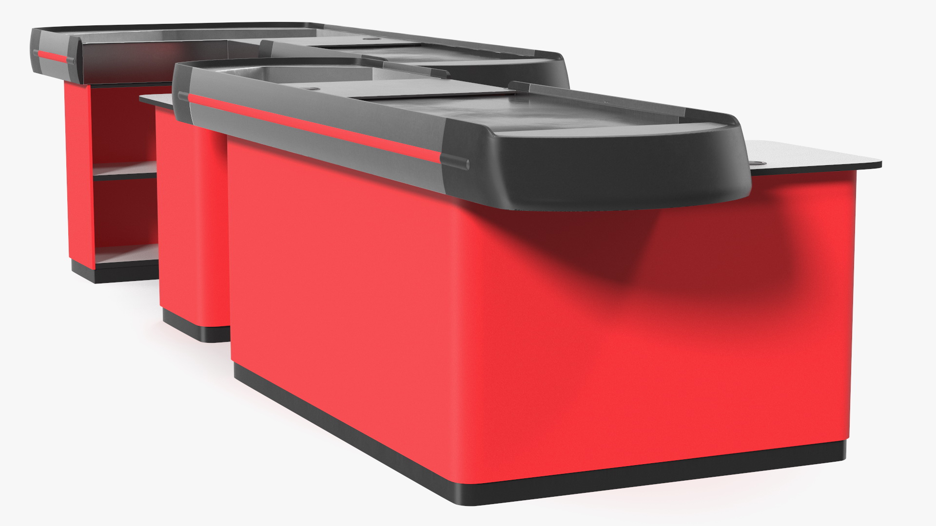 Supermarket Checkout Counters Set Red 3D