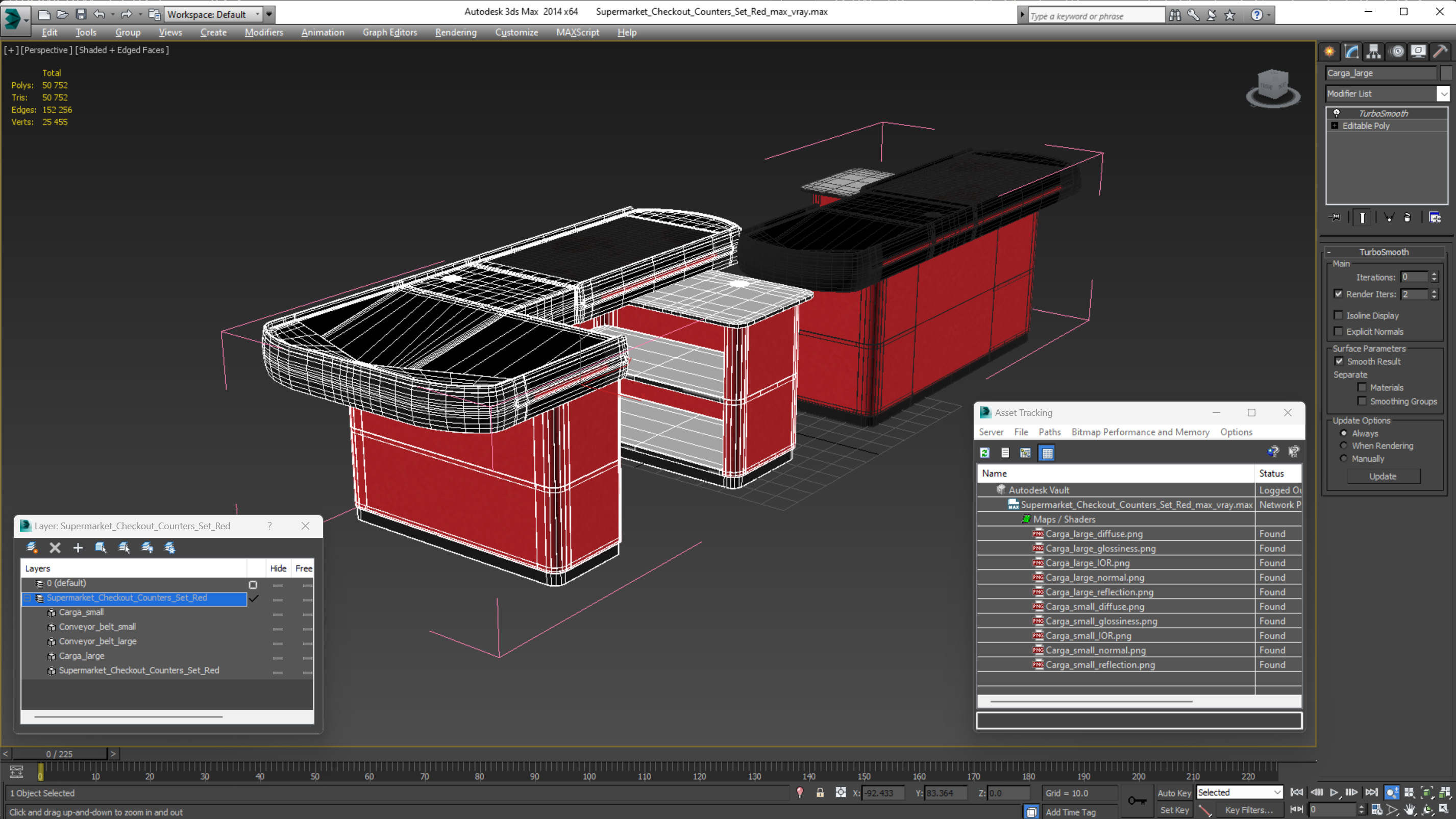 Supermarket Checkout Counters Set Red 3D