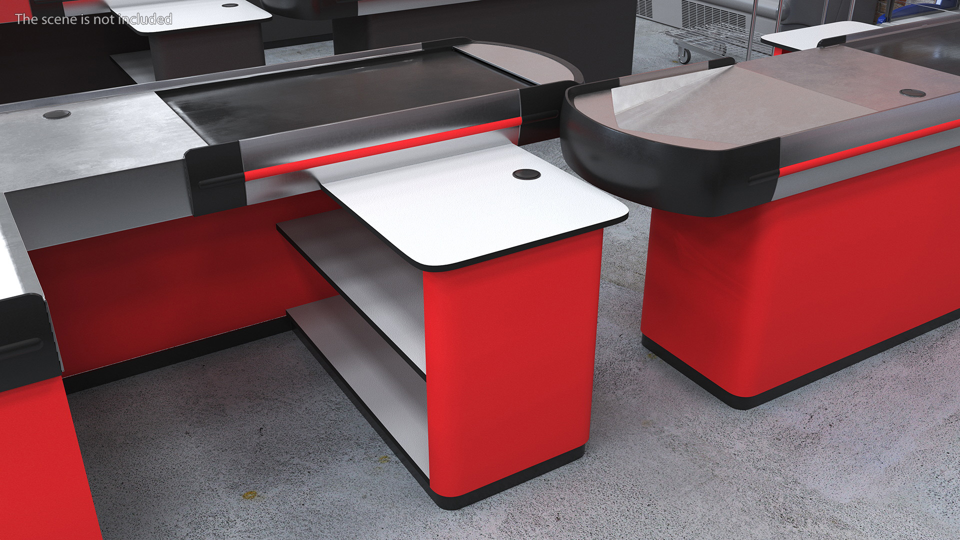 Supermarket Checkout Counters Set Red 3D