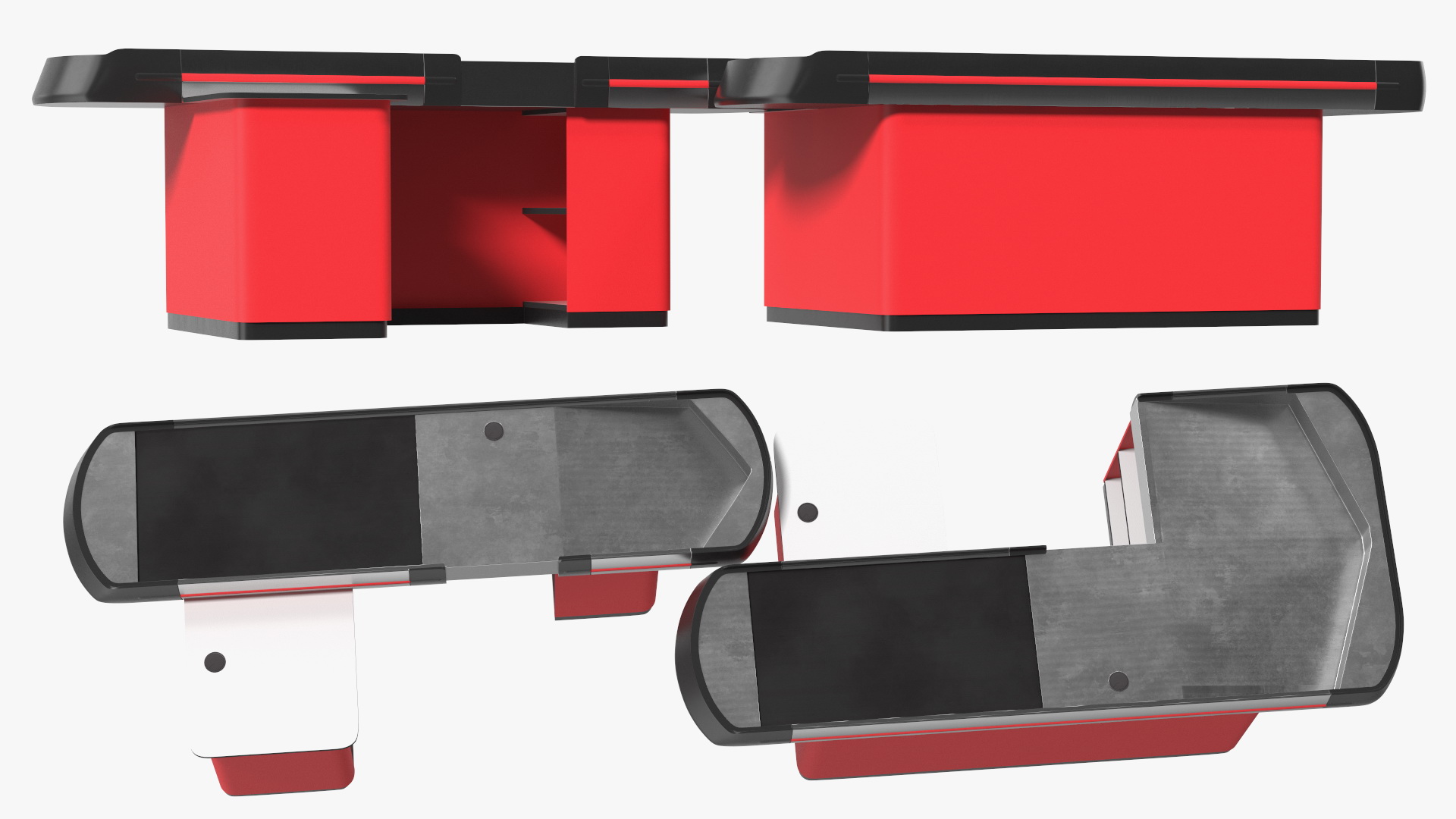 Supermarket Checkout Counters Set Red 3D