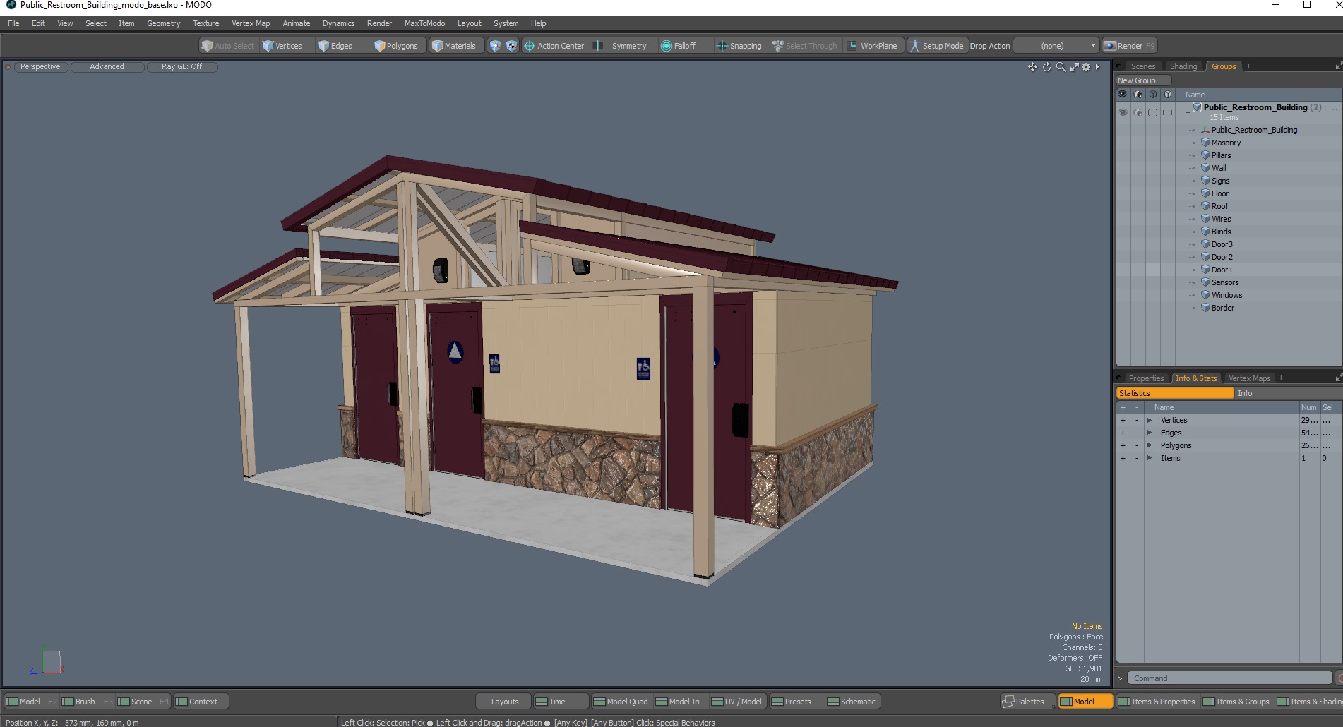 Public Restroom Building 3D model