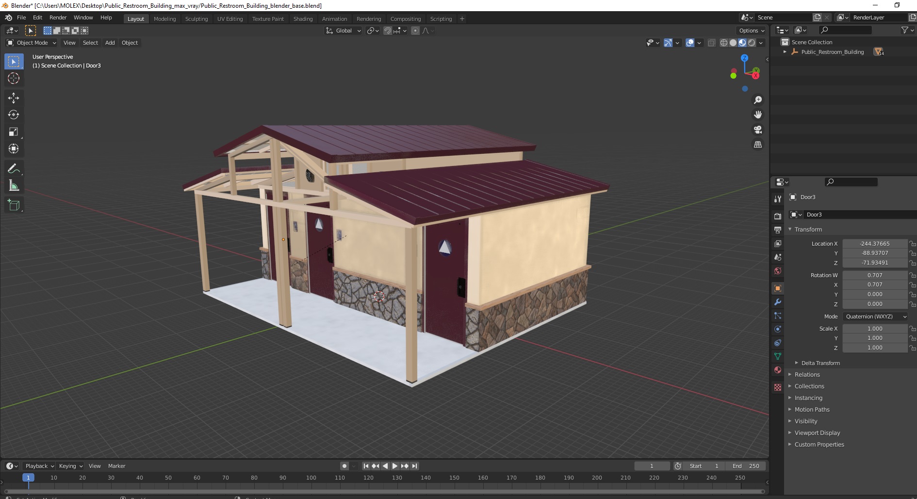 Public Restroom Building 3D model