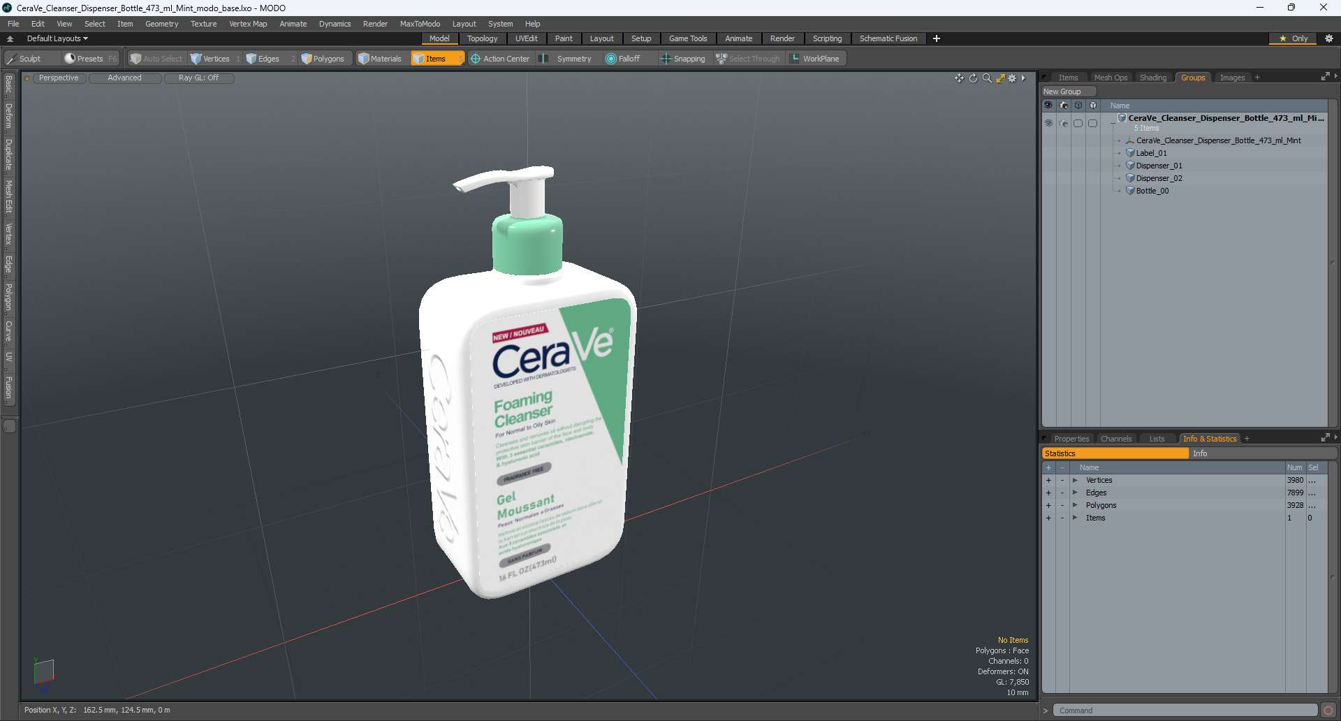 CeraVe Cleanser Dispenser Bottle 473 ml Mint 3D model