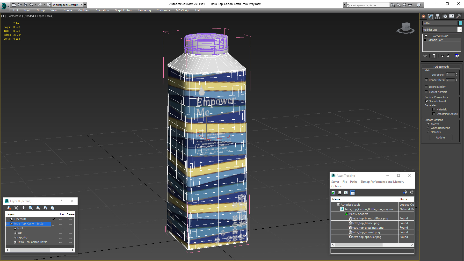 3D Tetra Top Carton Bottle model