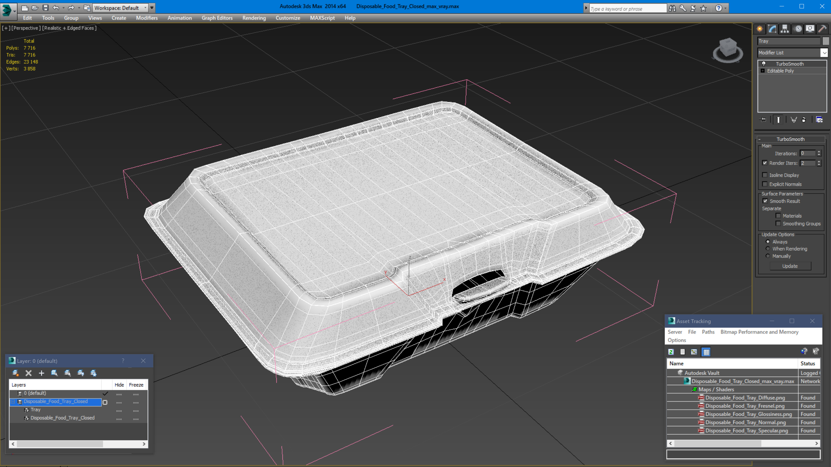 Disposable Food Tray Closed 3D