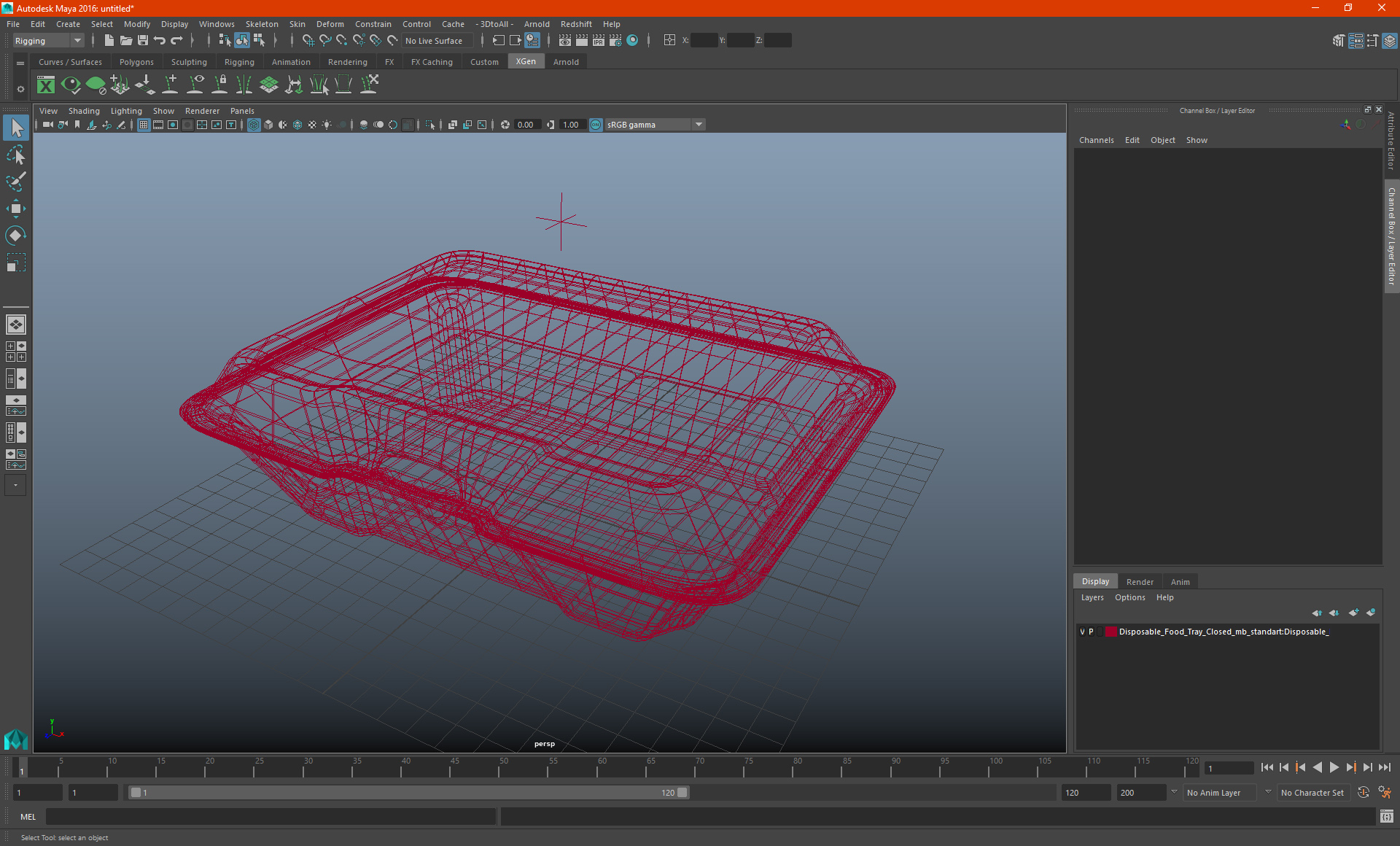 Disposable Food Tray Closed 3D