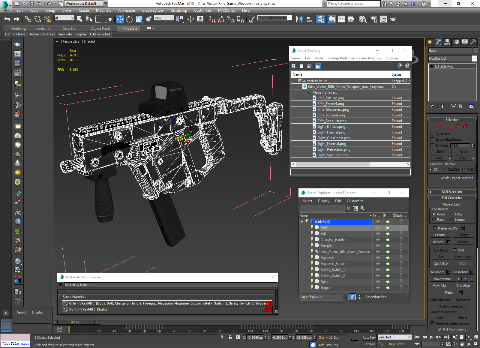 3D model Kriss Vector Rifle Game Weapon