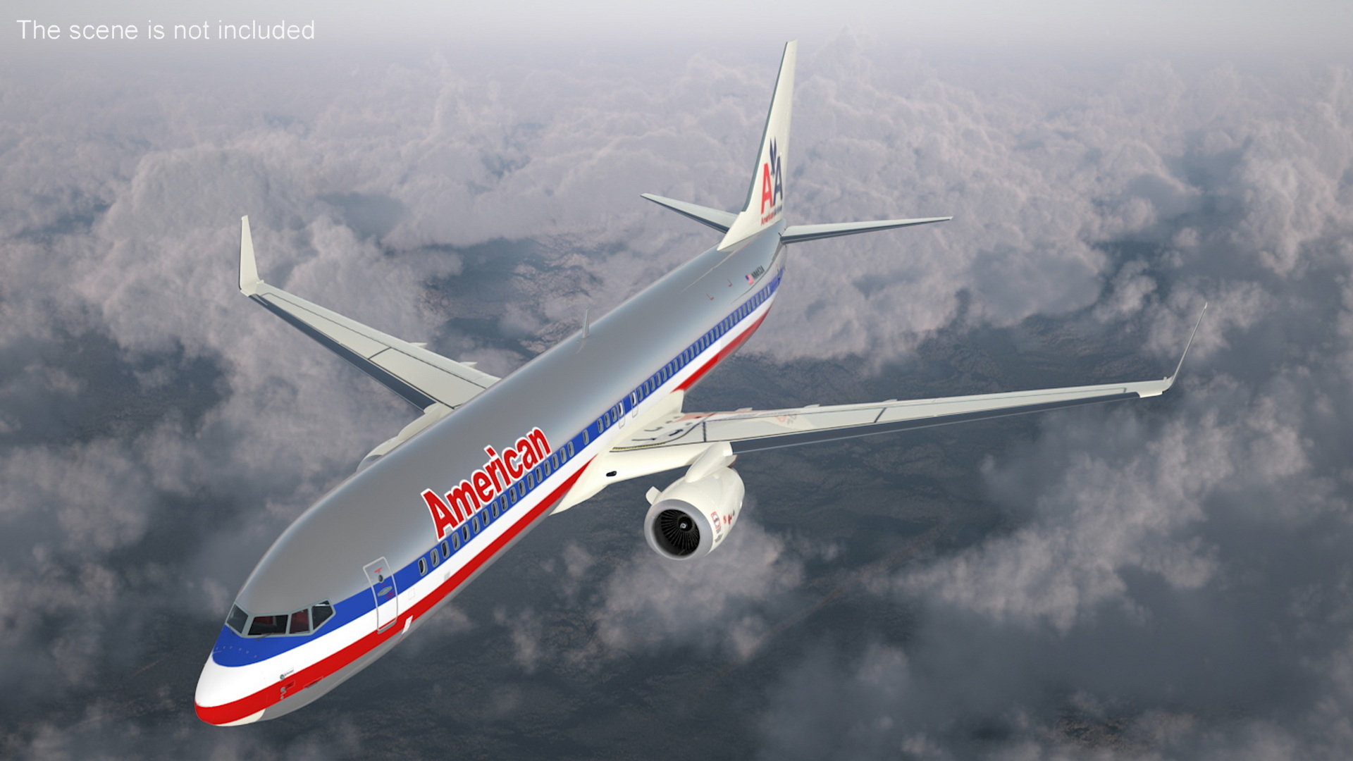 3D American Airlines Boeing 737-900 with Interior Rigged model