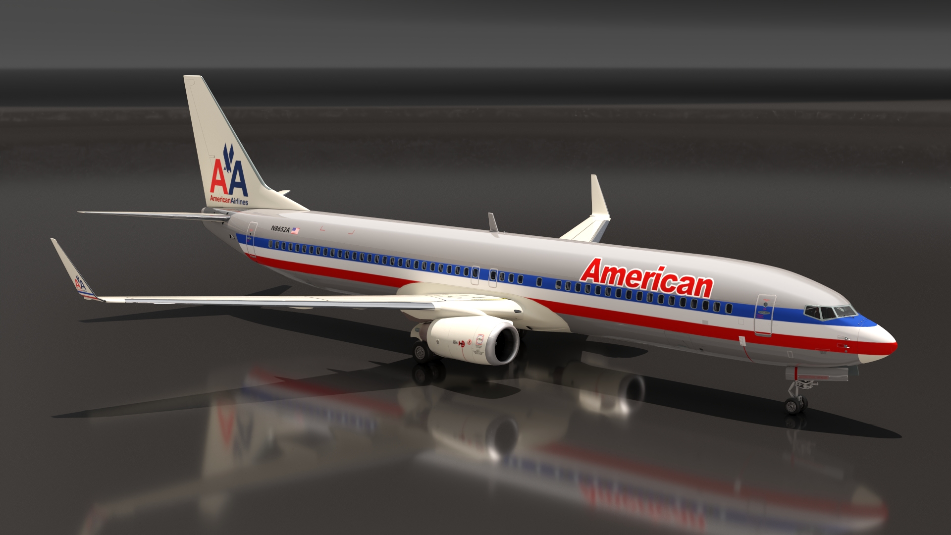 3D American Airlines Boeing 737-900 with Interior Rigged model