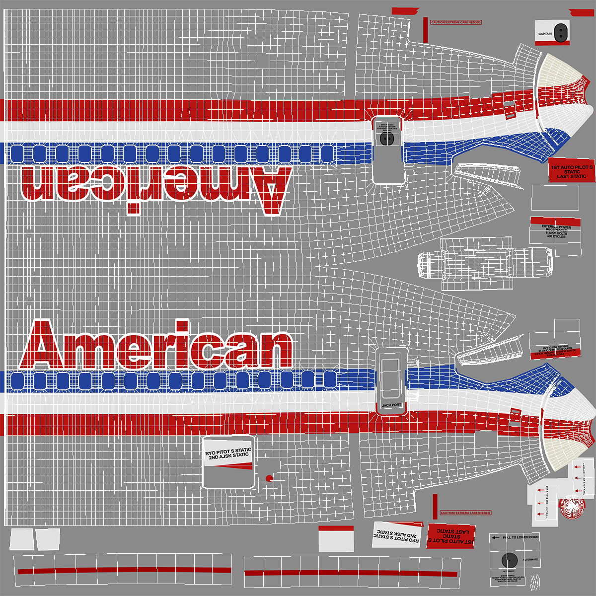 3D American Airlines Boeing 737-900 with Interior Rigged model