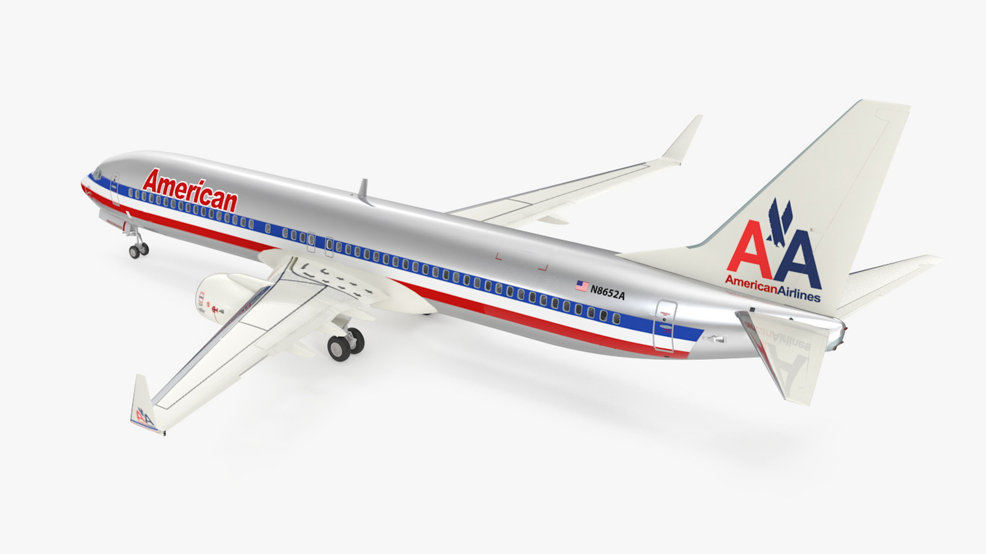 3D American Airlines Boeing 737-900 with Interior Rigged model