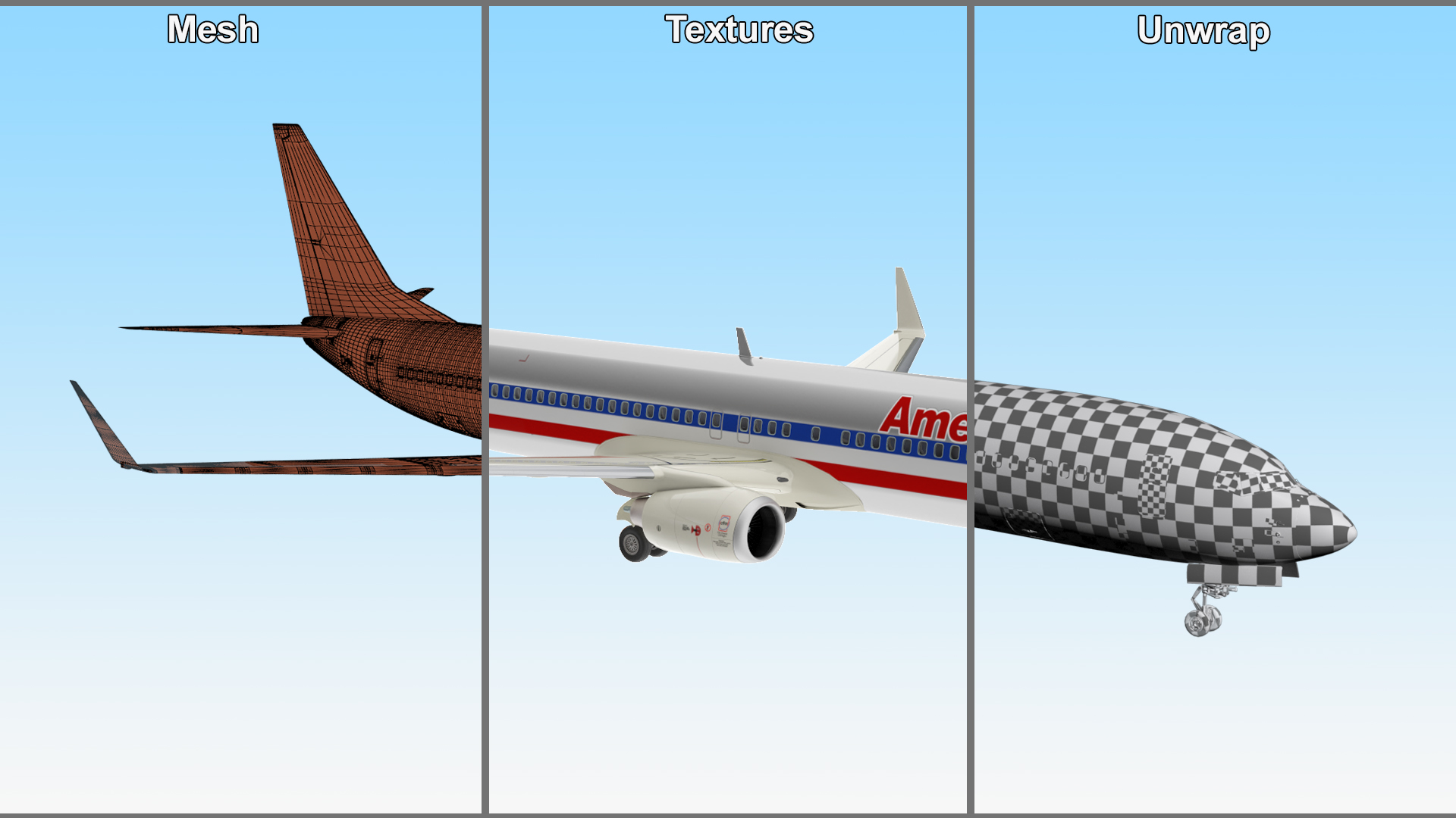 3D American Airlines Boeing 737-900 with Interior Rigged model