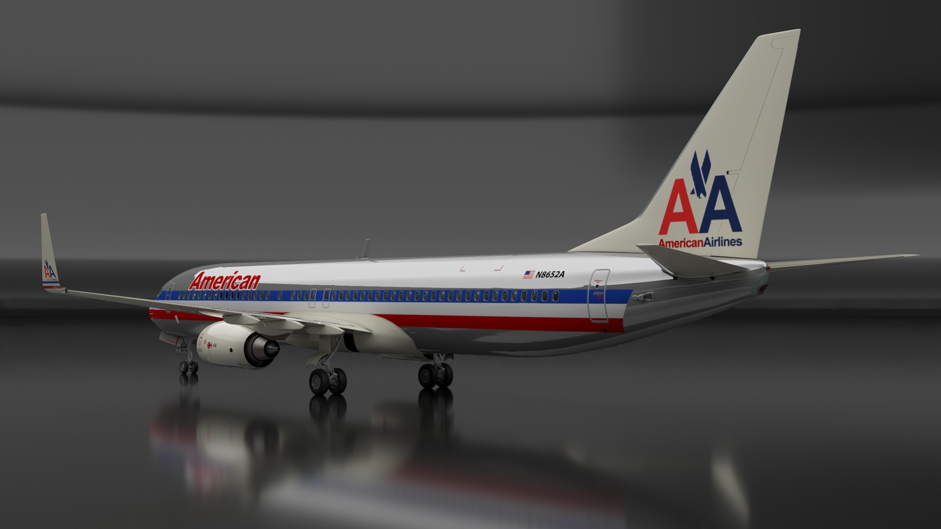 3D American Airlines Boeing 737-900 with Interior Rigged model