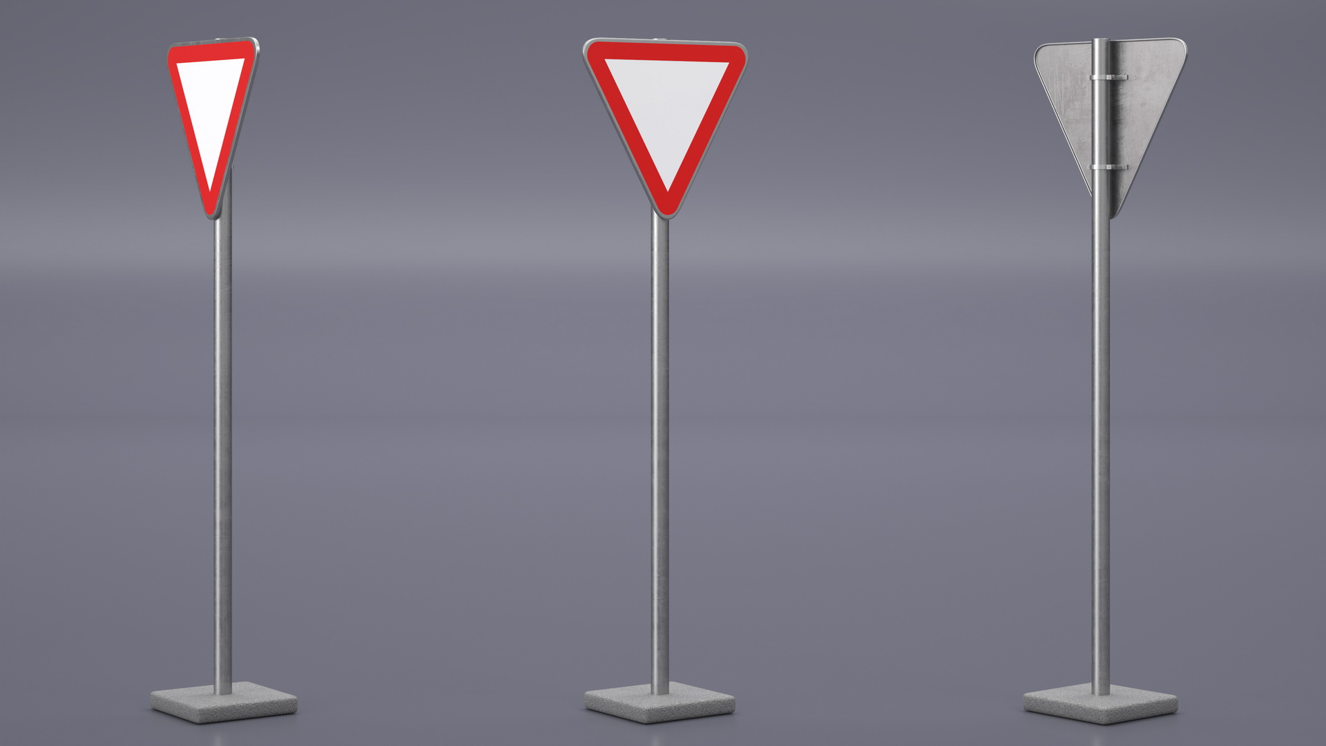 3D Road Sign Give Way model