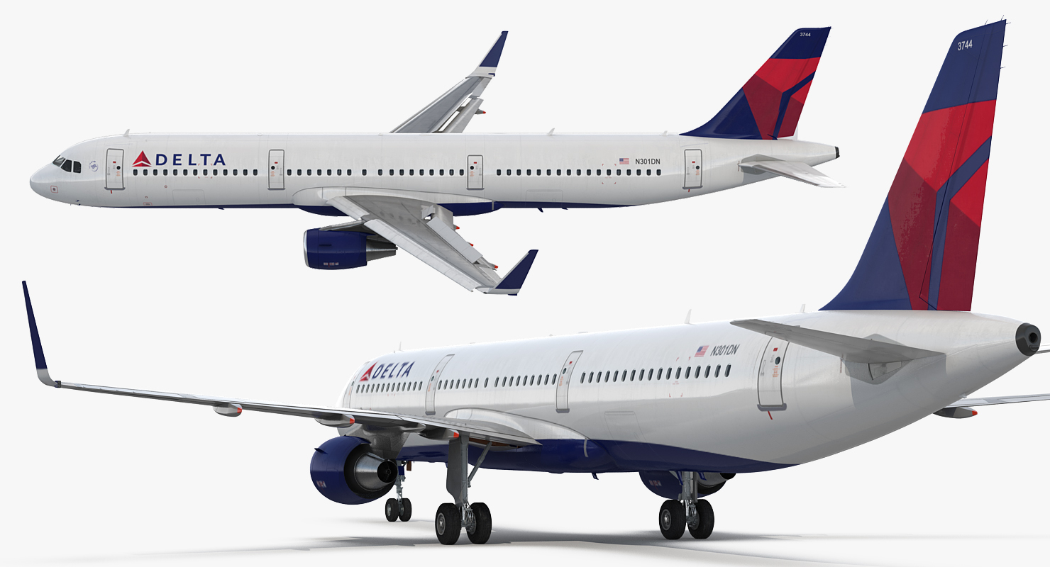 3D model Airbus A321 Delta Airlines with Interior