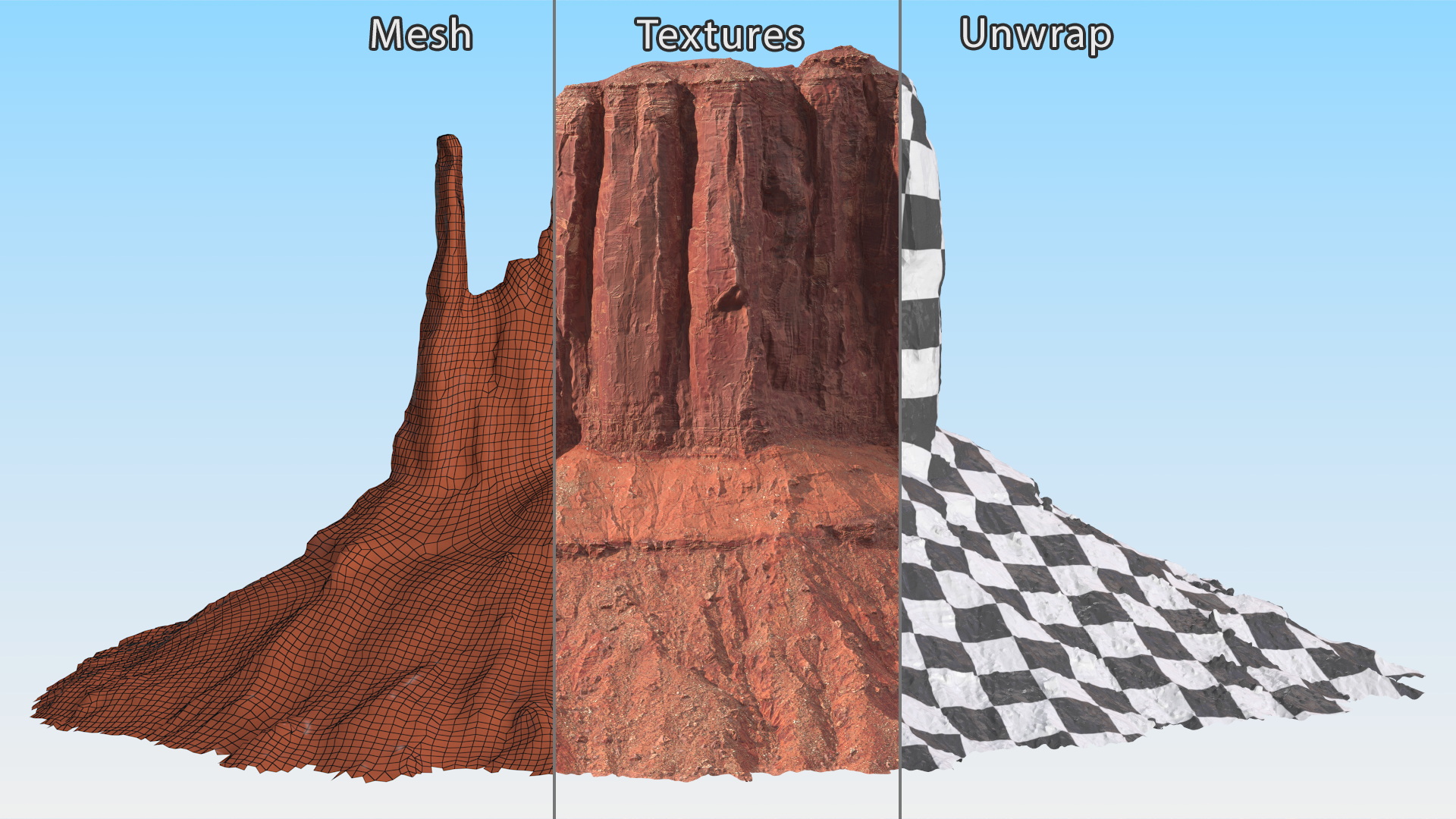 Monument Valley Mitten Buttes Rock Formation 3D model