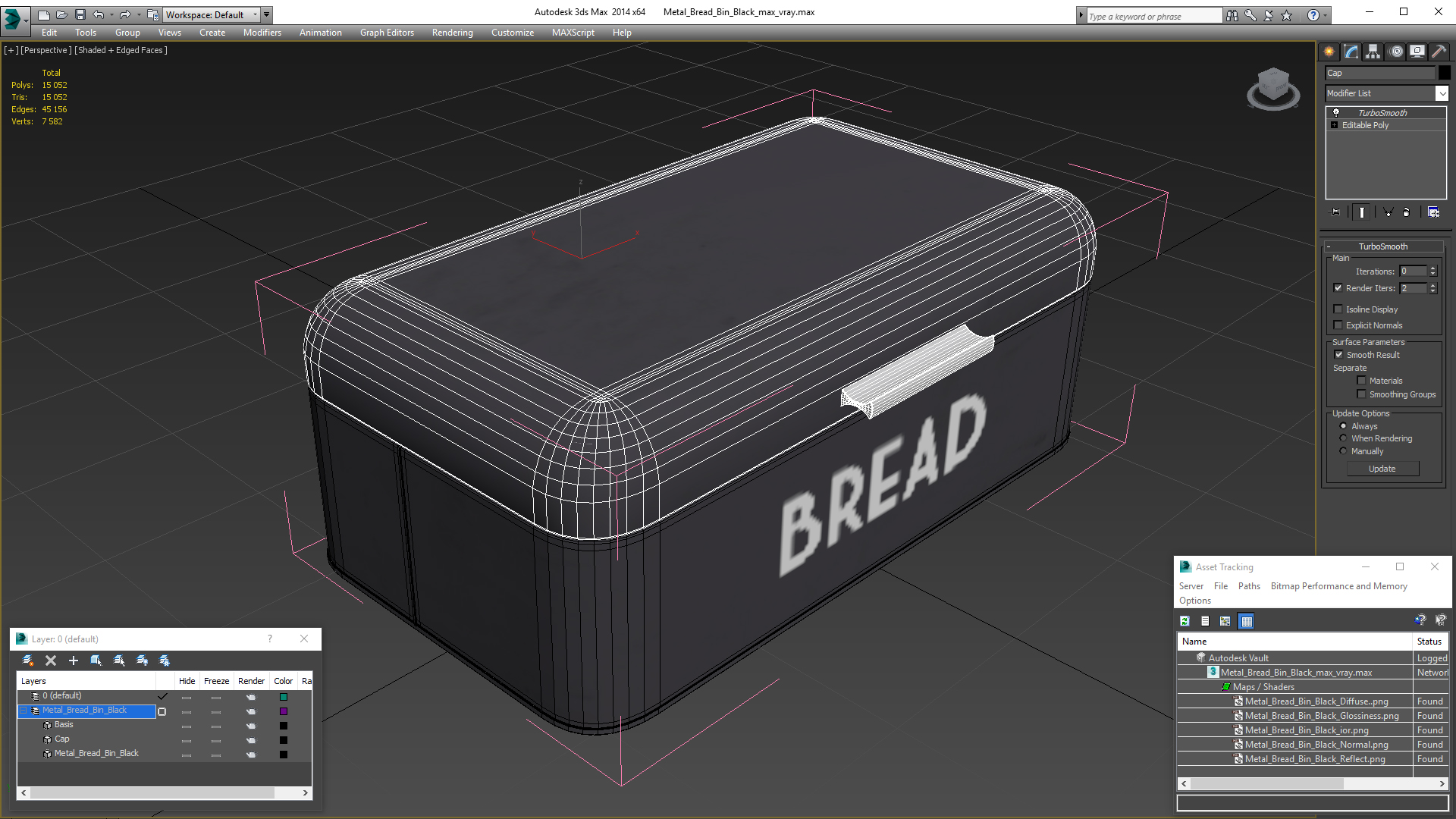 3D Metal Bread Bin Black