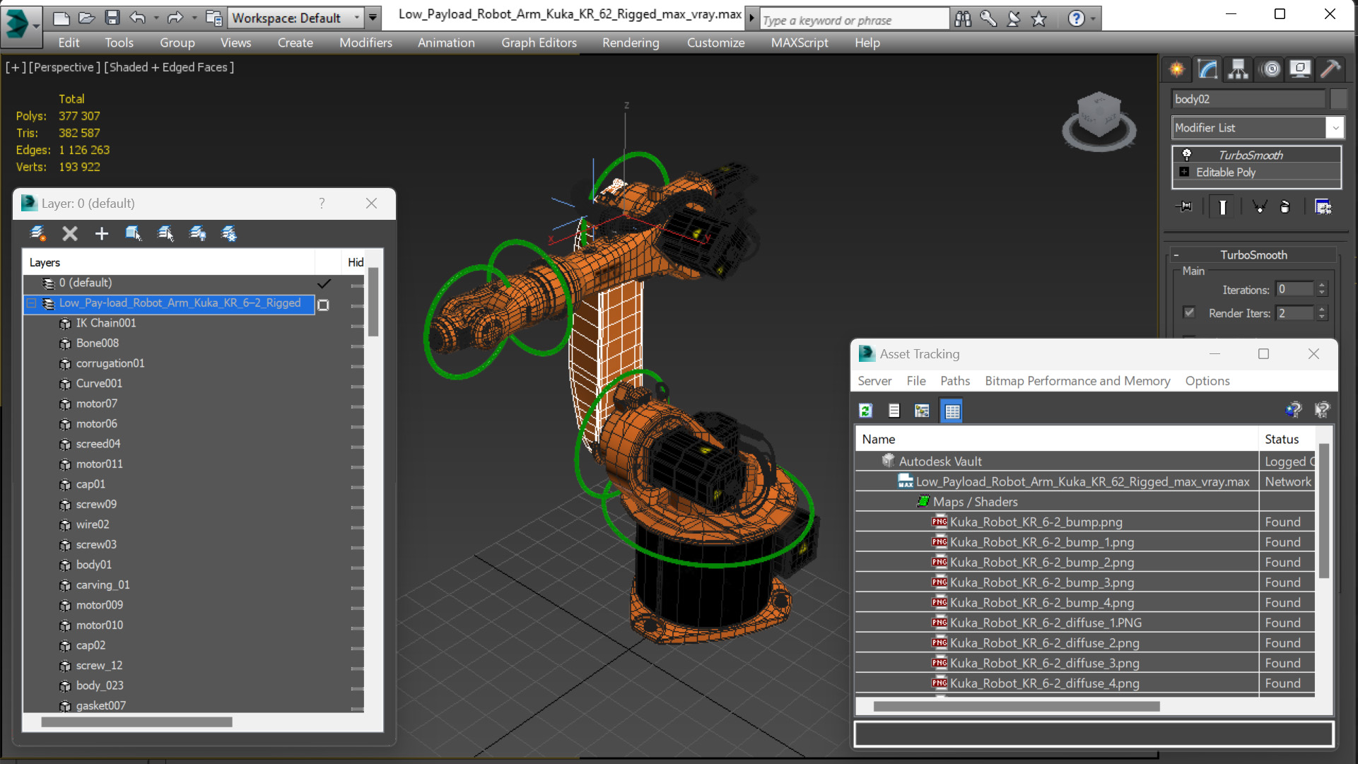 3D model Low Payload Robot Arm Kuka KR 6 2 Rigged