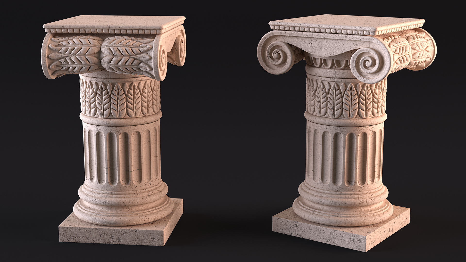 Greek Ionic Order Column Pillar Pedestal Statue 3D