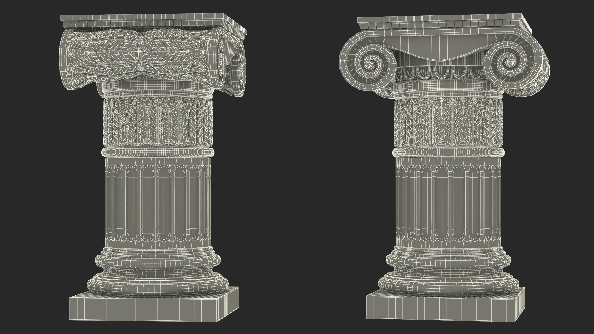 Greek Ionic Order Column Pillar Pedestal Statue 3D