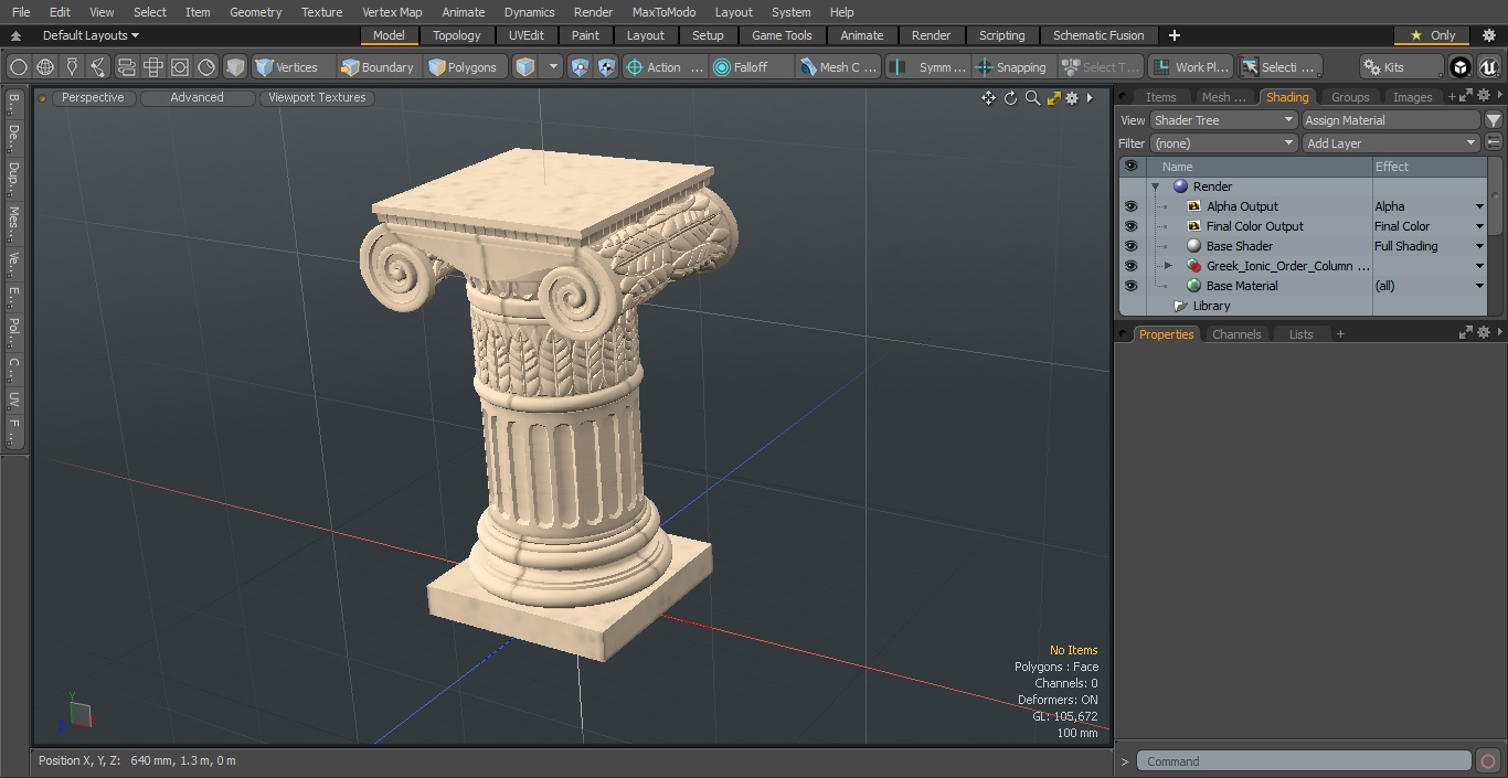 Greek Ionic Order Column Pillar Pedestal Statue 3D