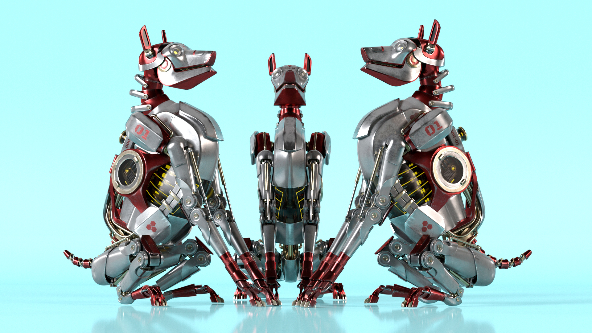 3D Futuristic Robotic Dog Concept Sitting Pose model