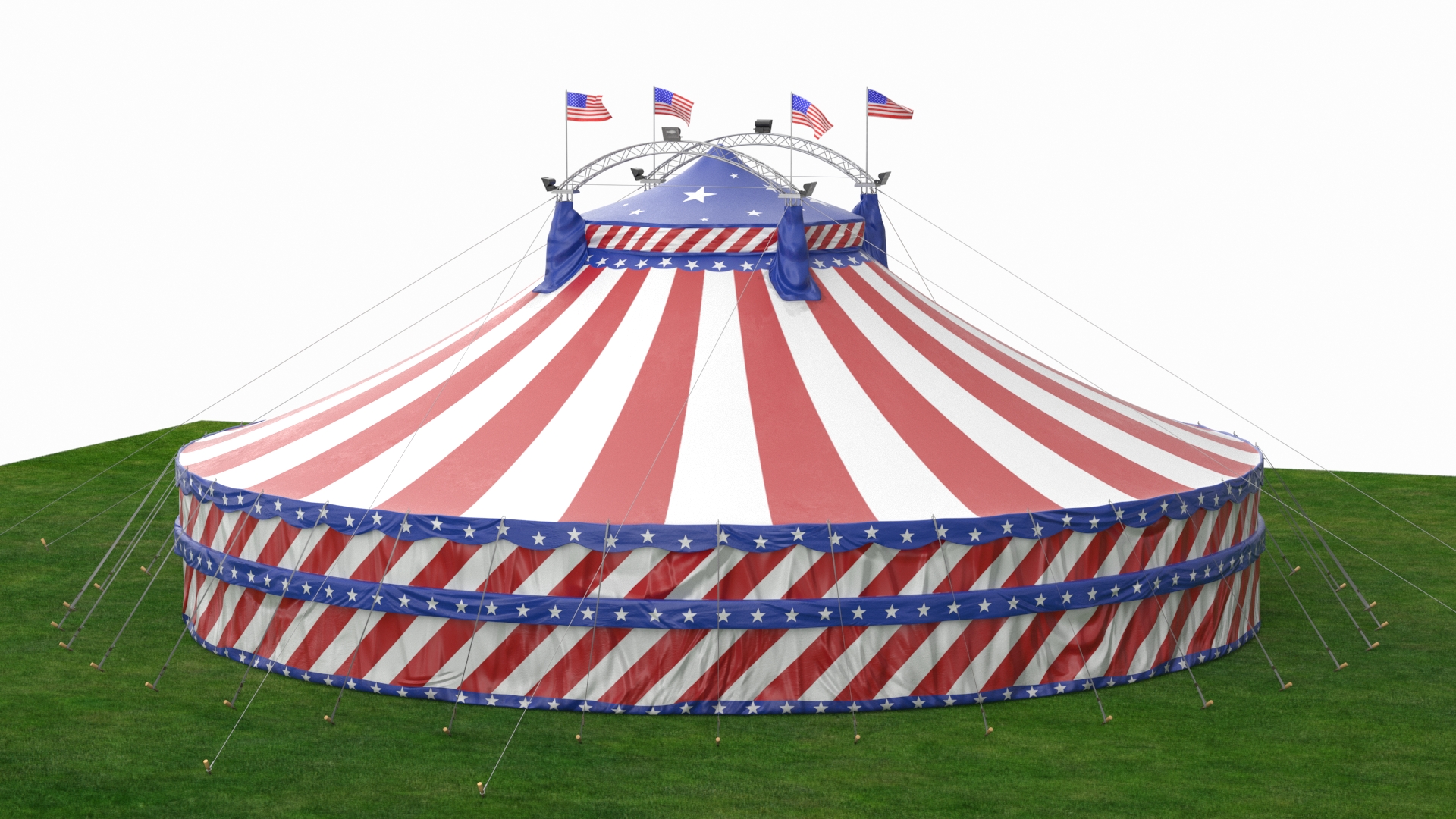 3D model American Themed Circus Tent on Grass with Fur