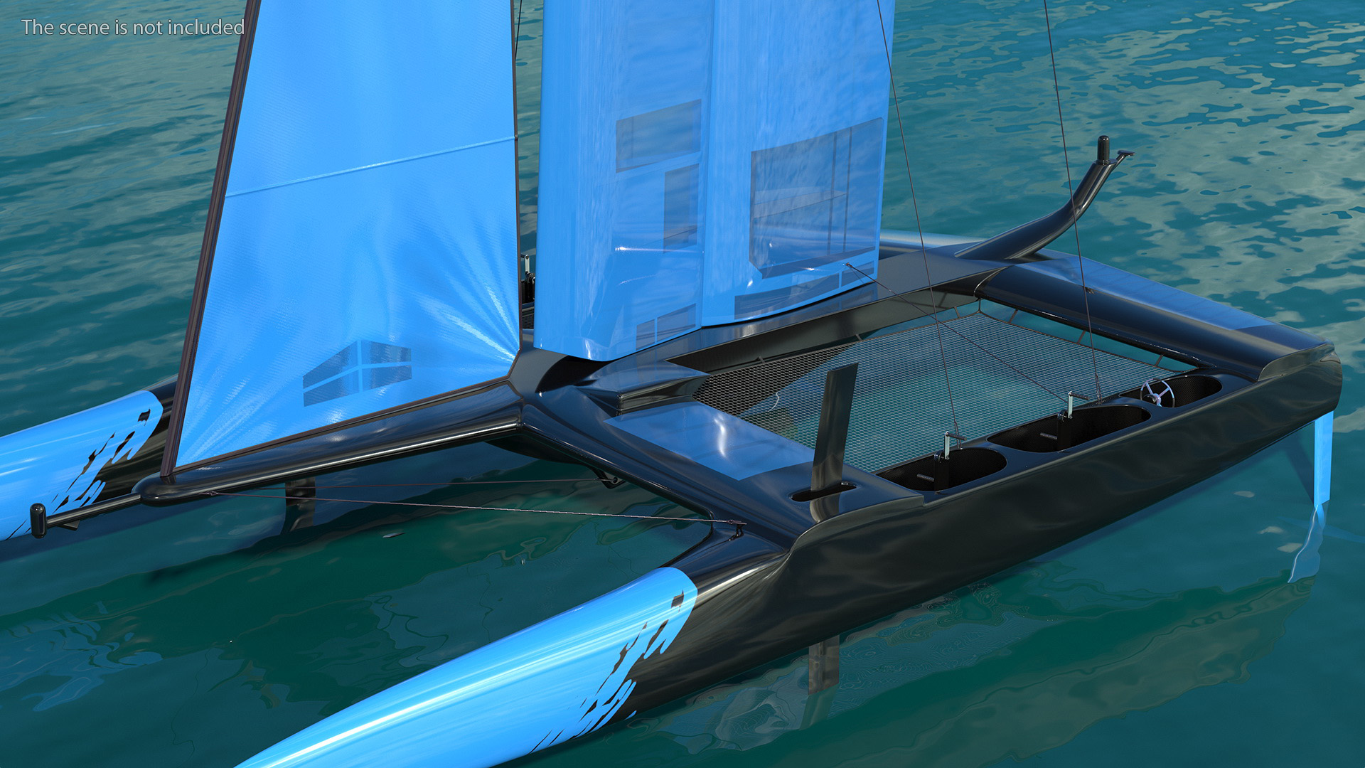 3D Foiling Race Yacht Blue model