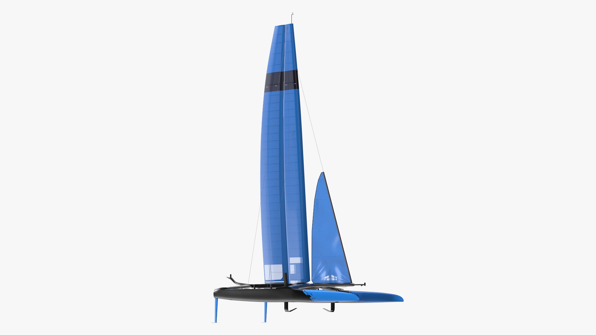 3D Foiling Race Yacht Blue model