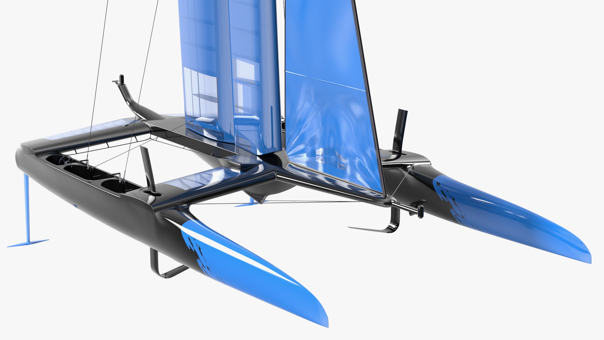 3D Foiling Race Yacht Blue model