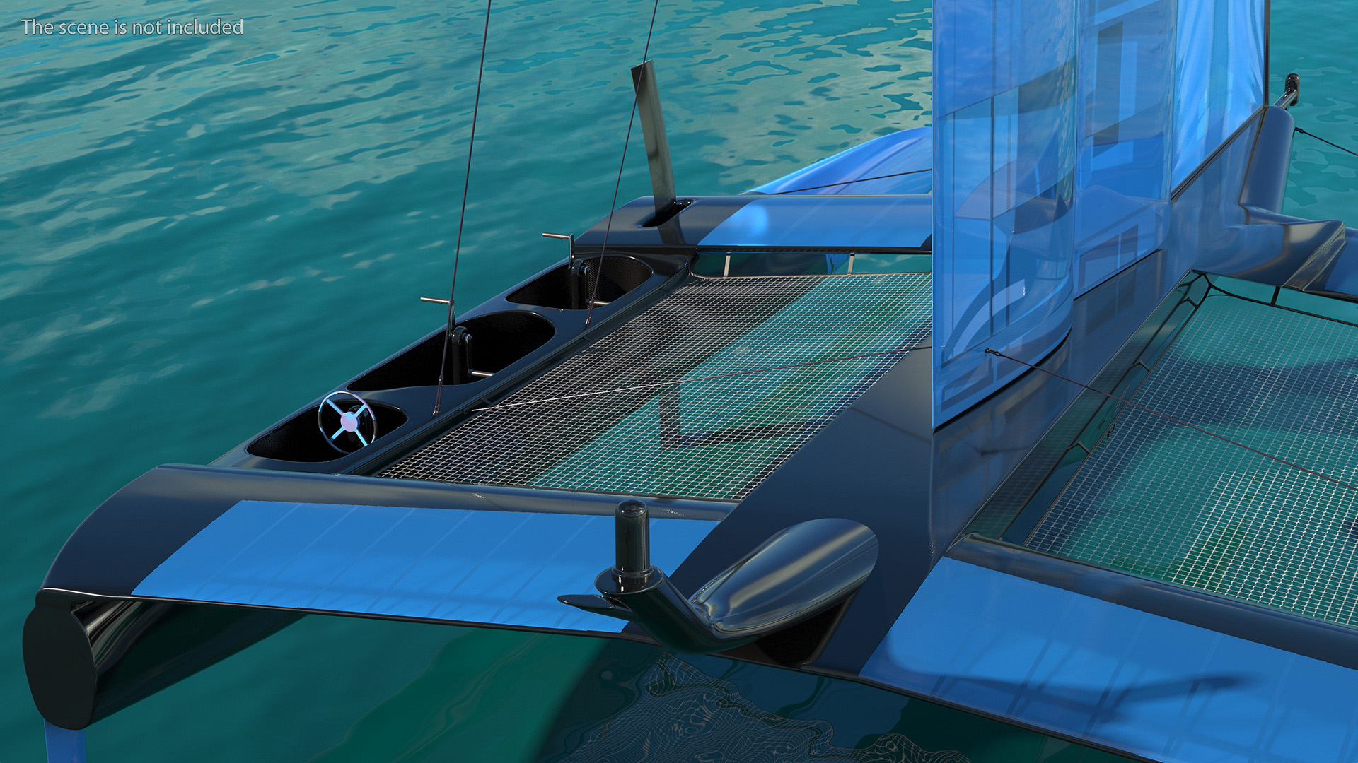 3D Foiling Race Yacht Blue model