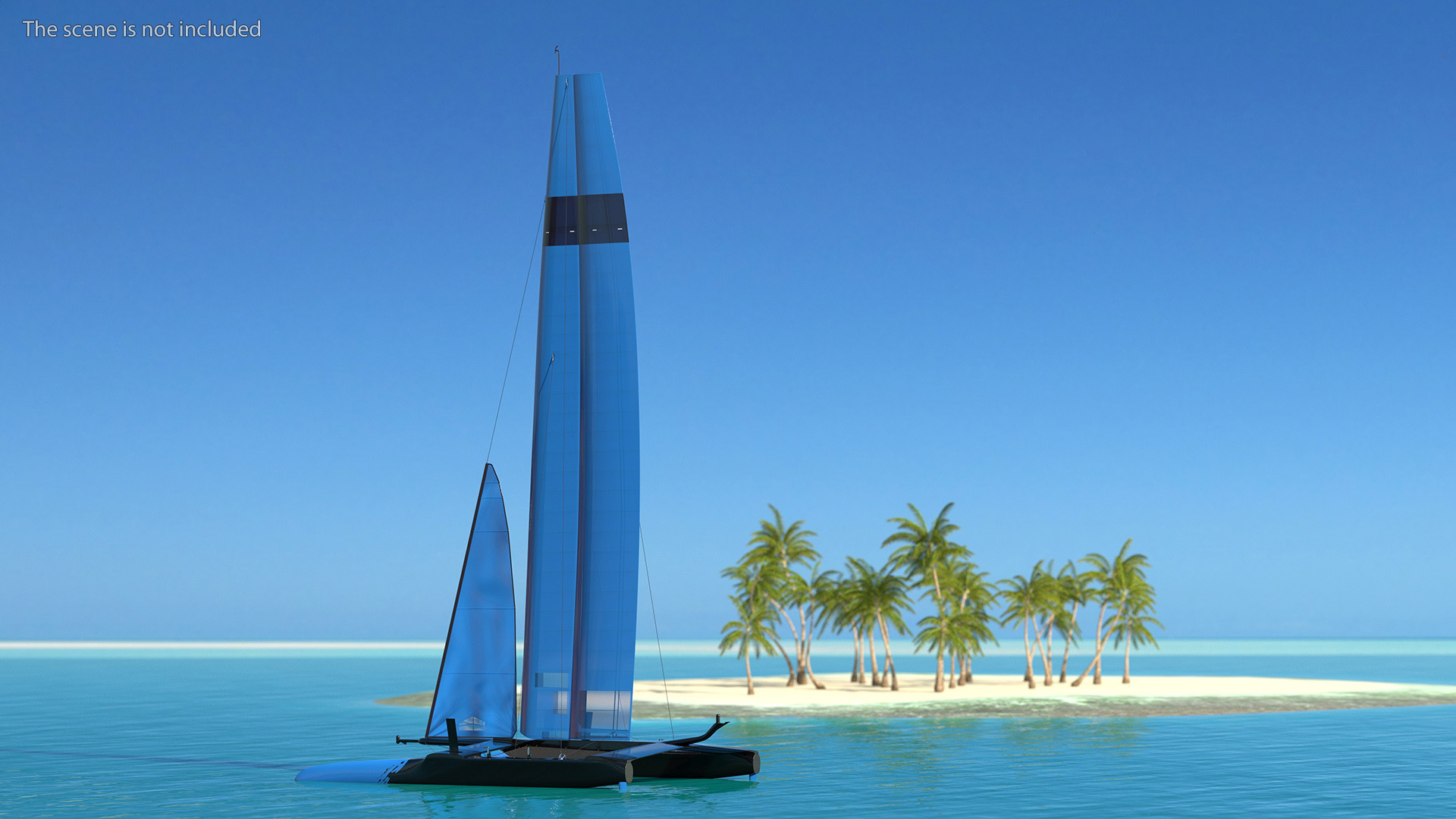 3D Foiling Race Yacht Blue model