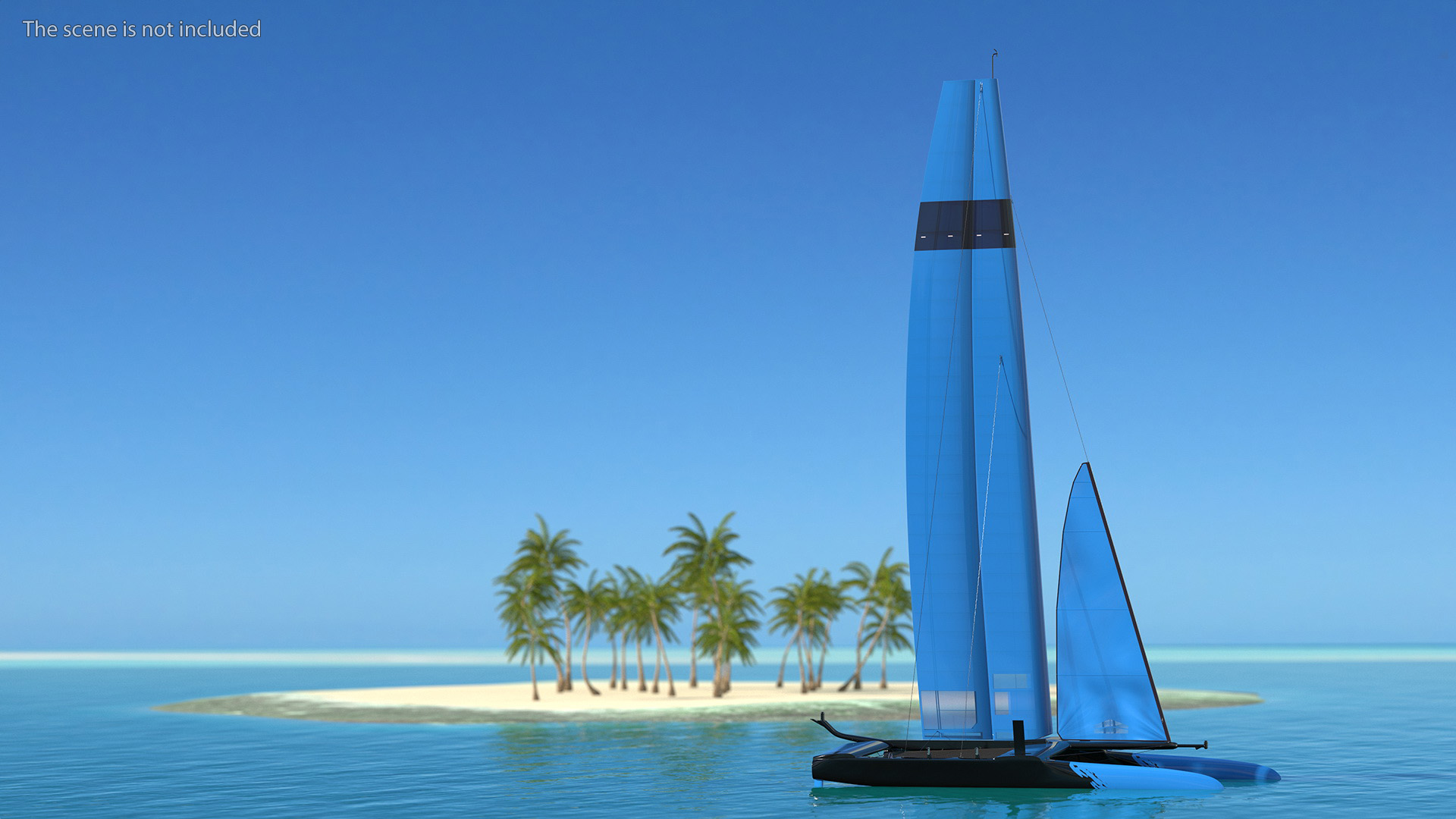 3D Foiling Race Yacht Blue model