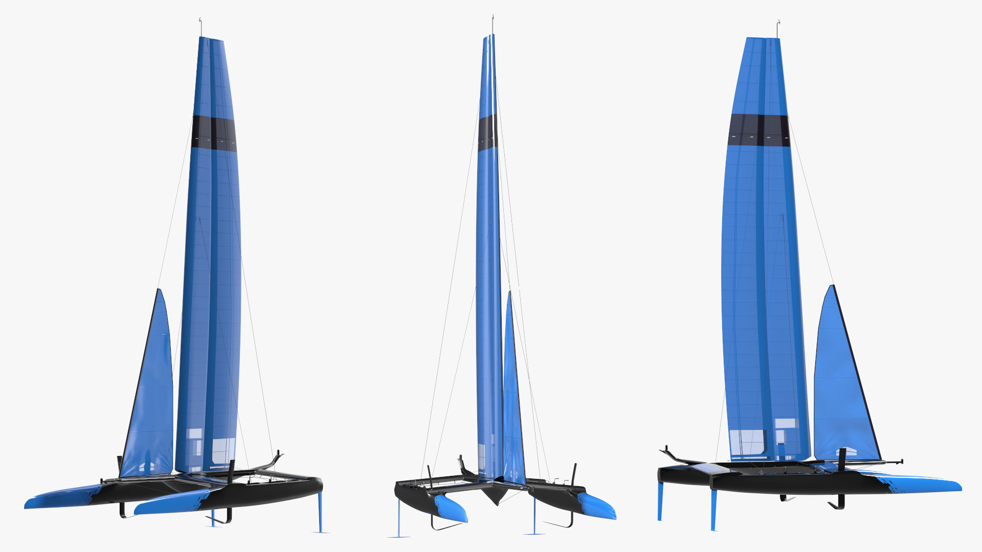 3D Foiling Race Yacht Blue model