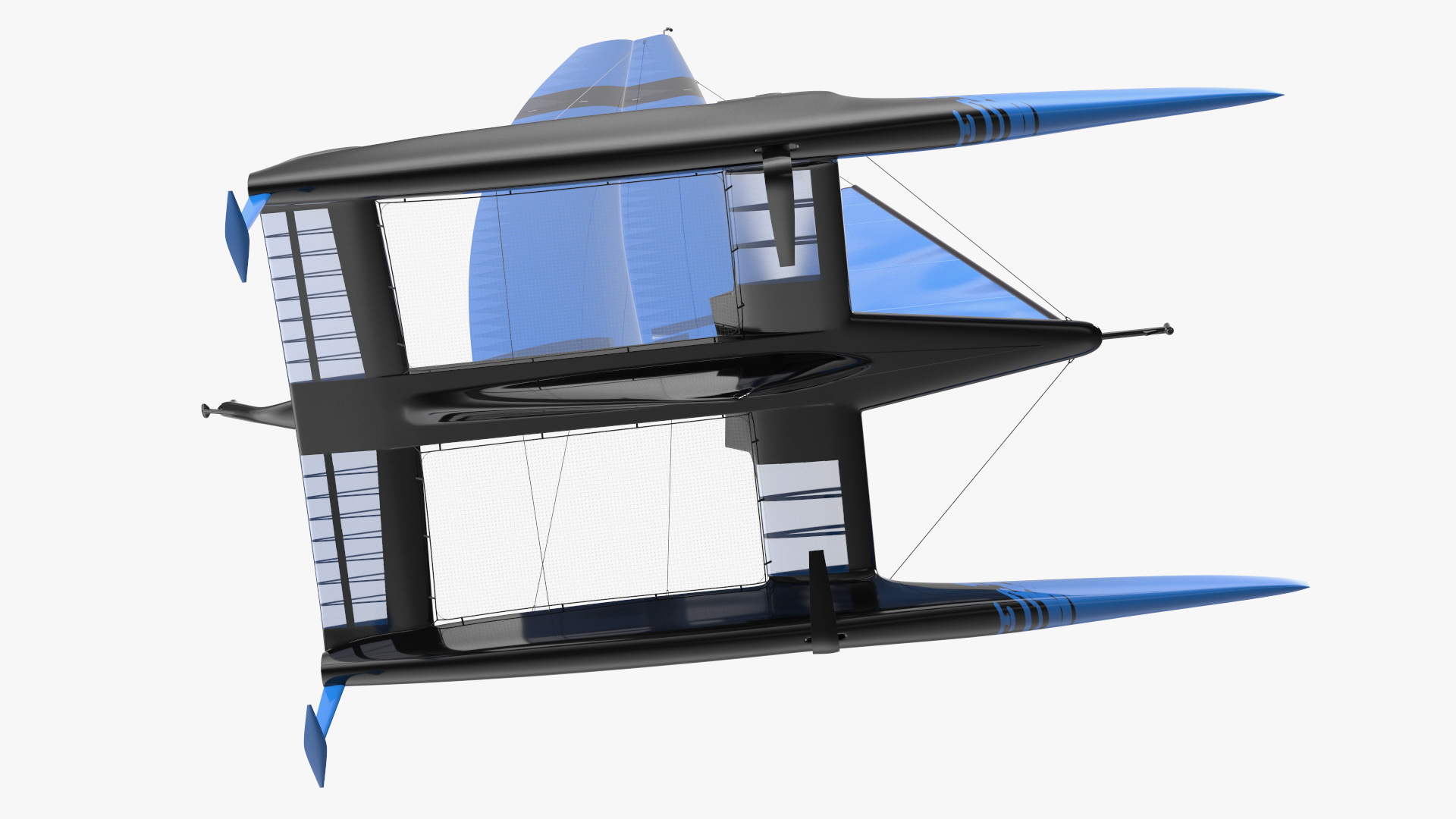 3D Foiling Race Yacht Blue model