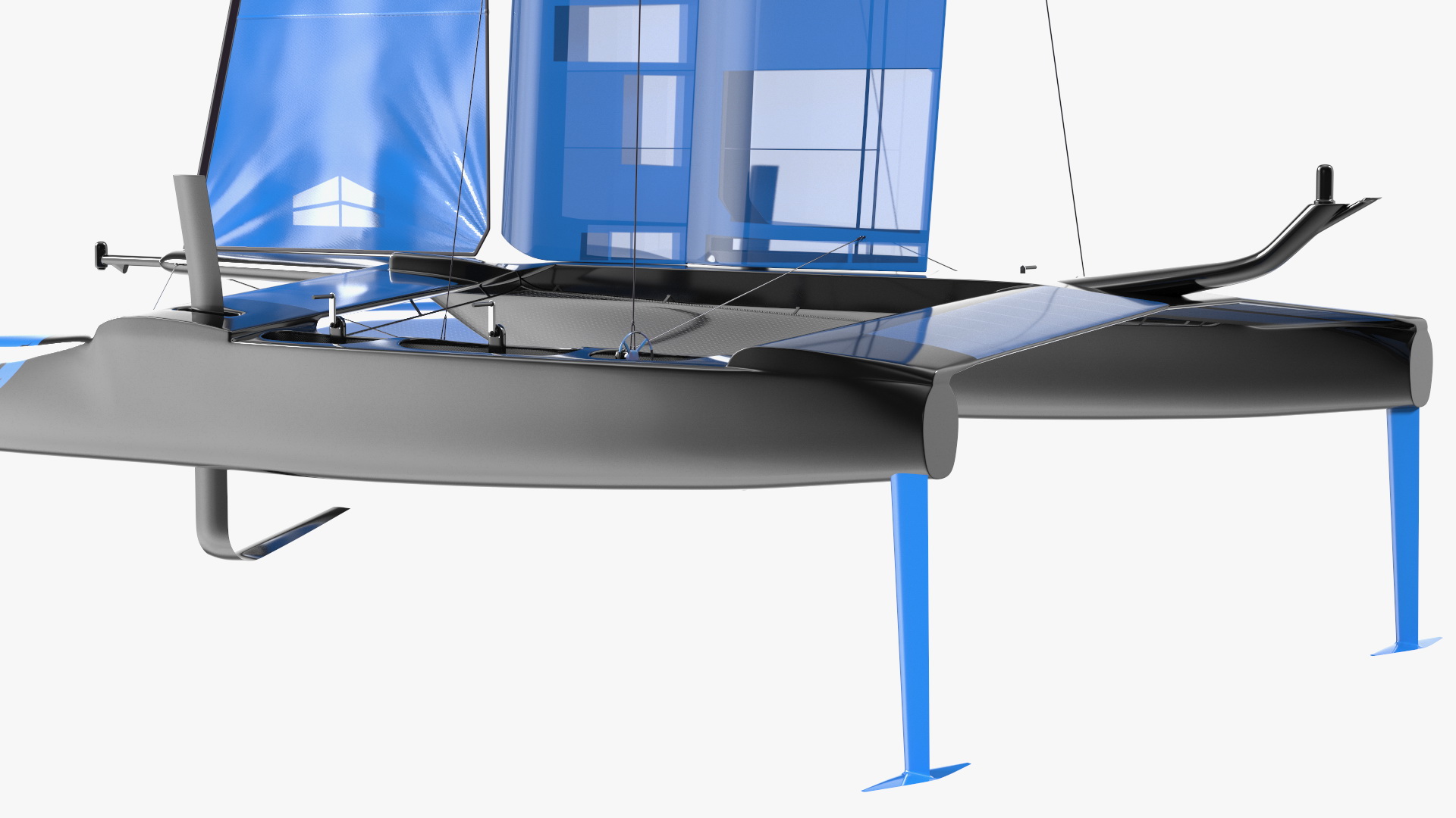 3D Foiling Race Yacht Blue model