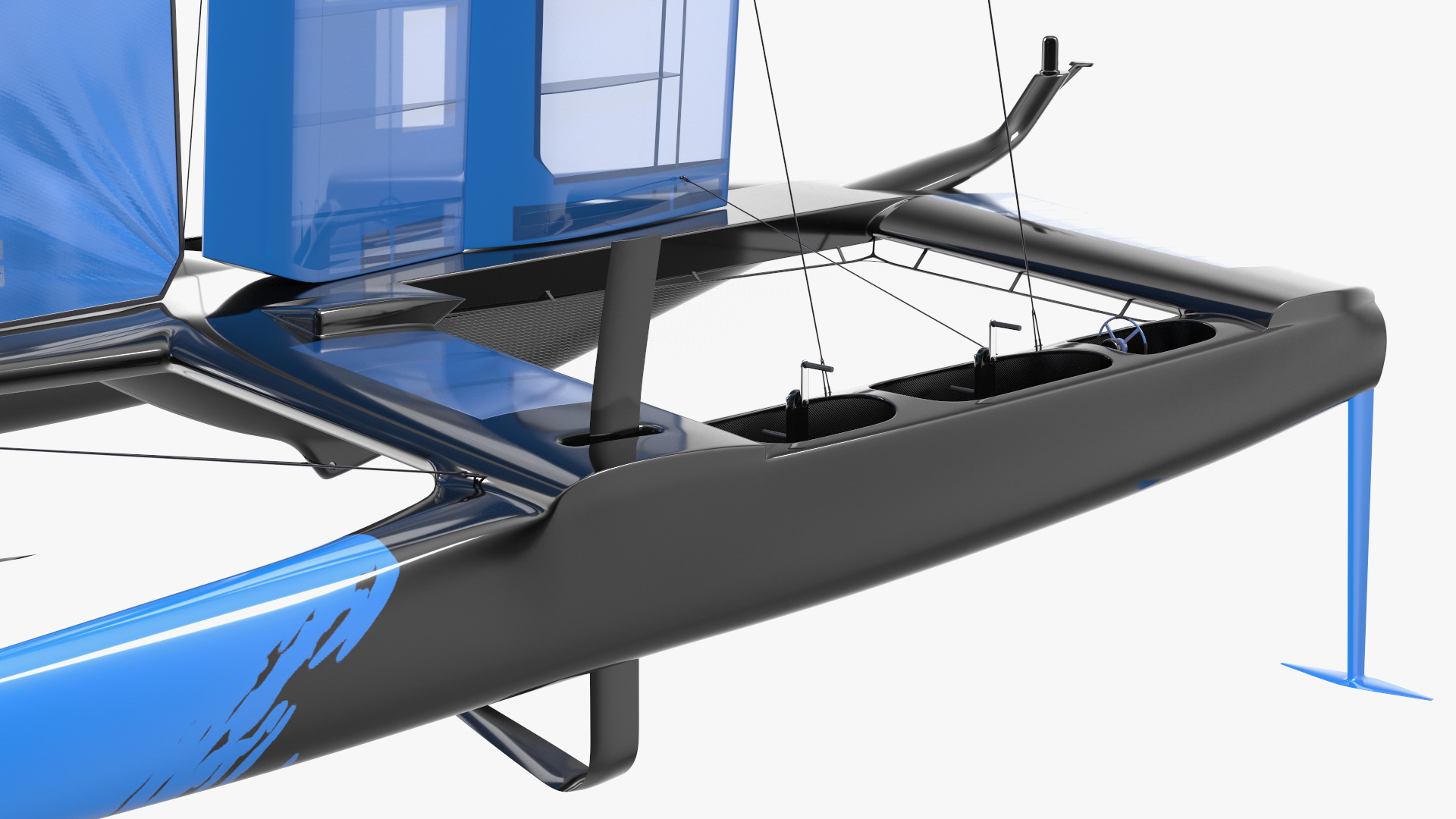 3D Foiling Race Yacht Blue model