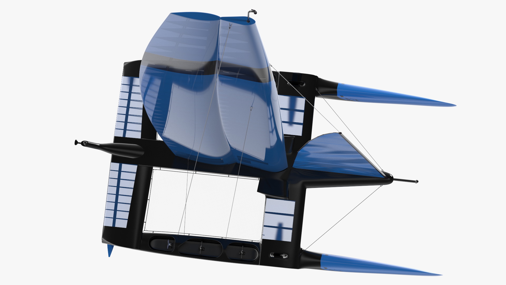 3D Foiling Race Yacht Blue model