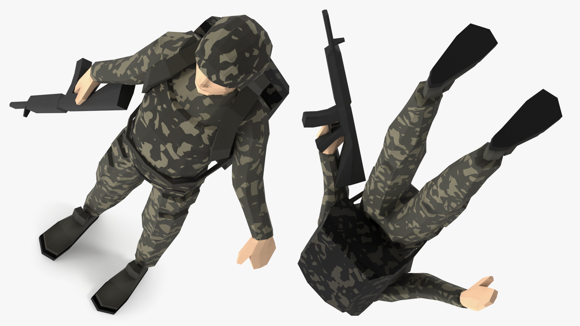 3D Soldier Low Poly Rigged model