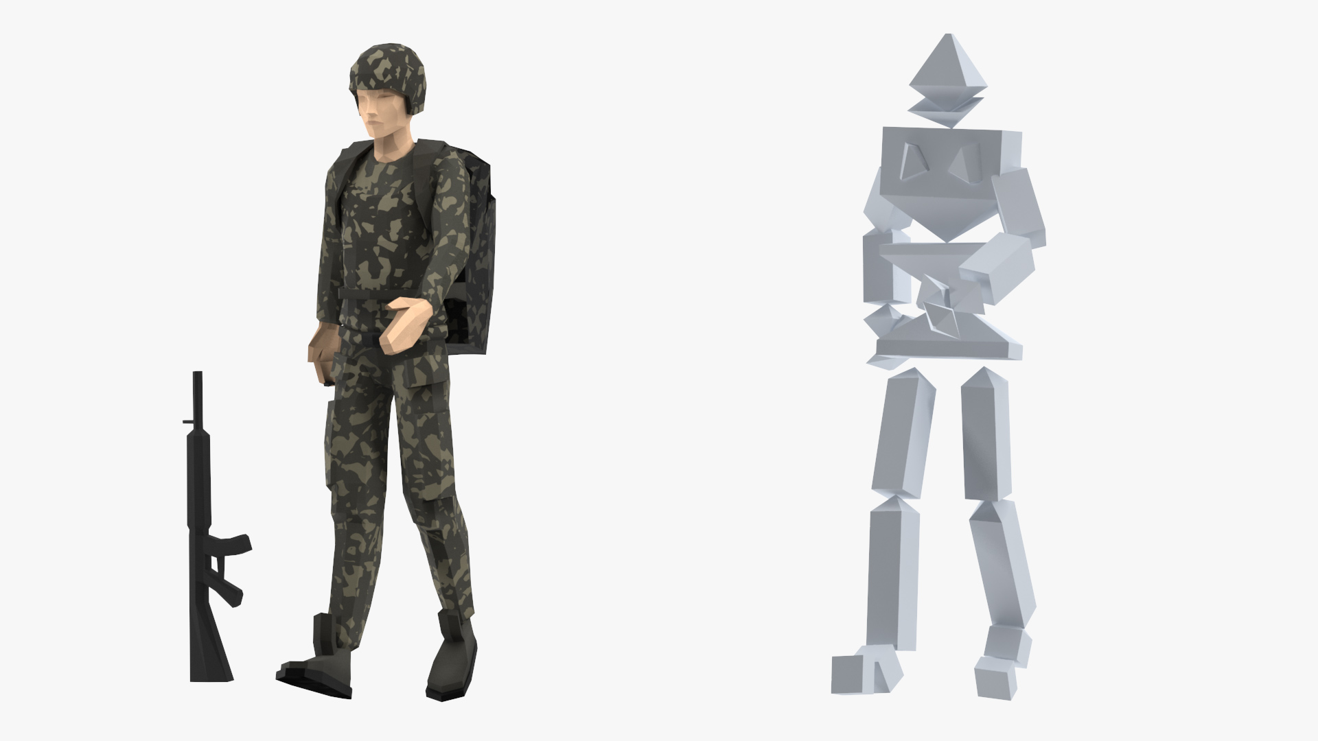 3D Soldier Low Poly Rigged model