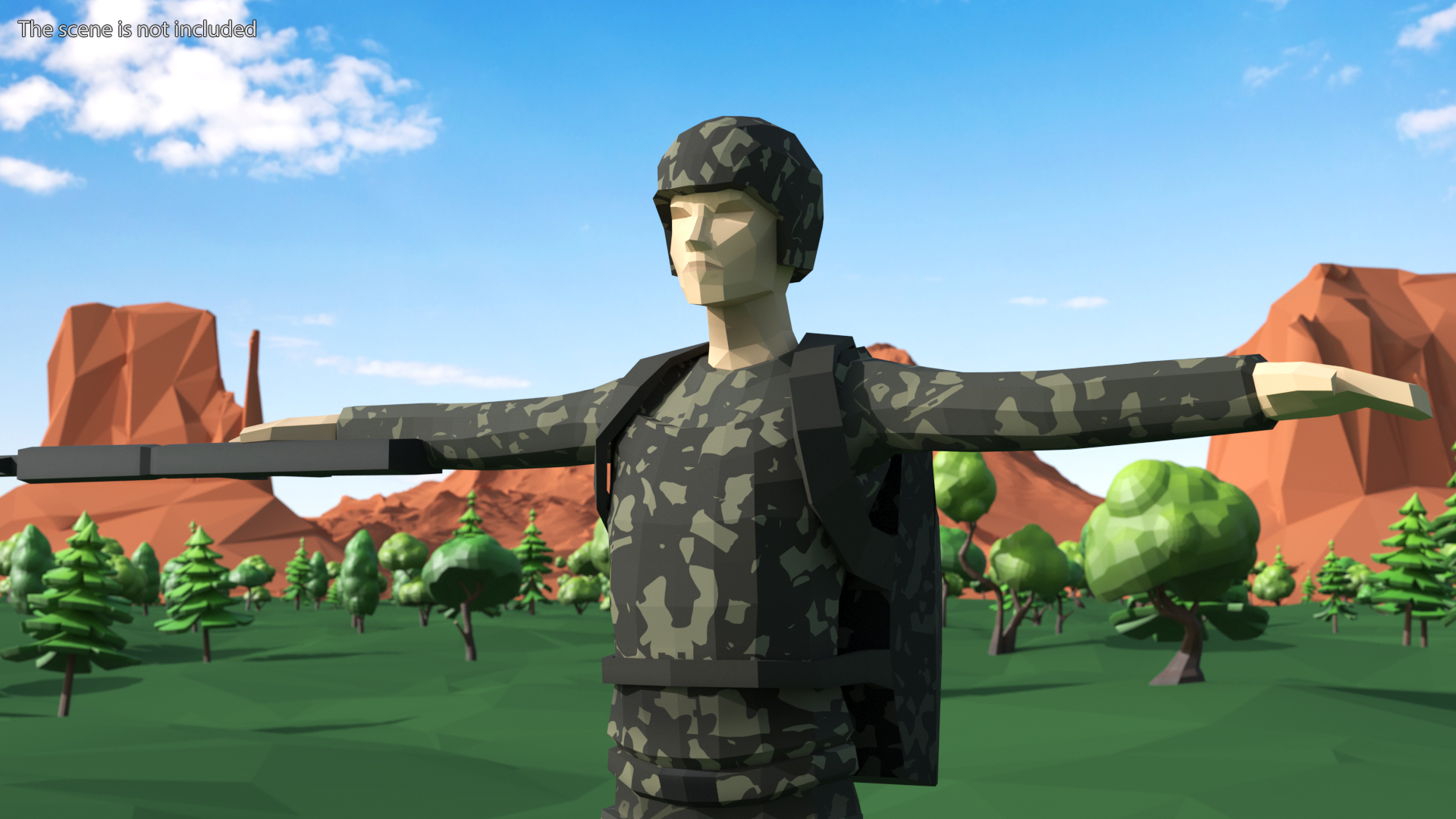 3D Soldier Low Poly Rigged model